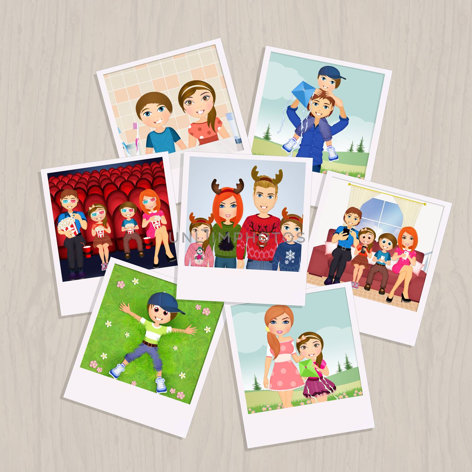 illustration of photographs with family memories