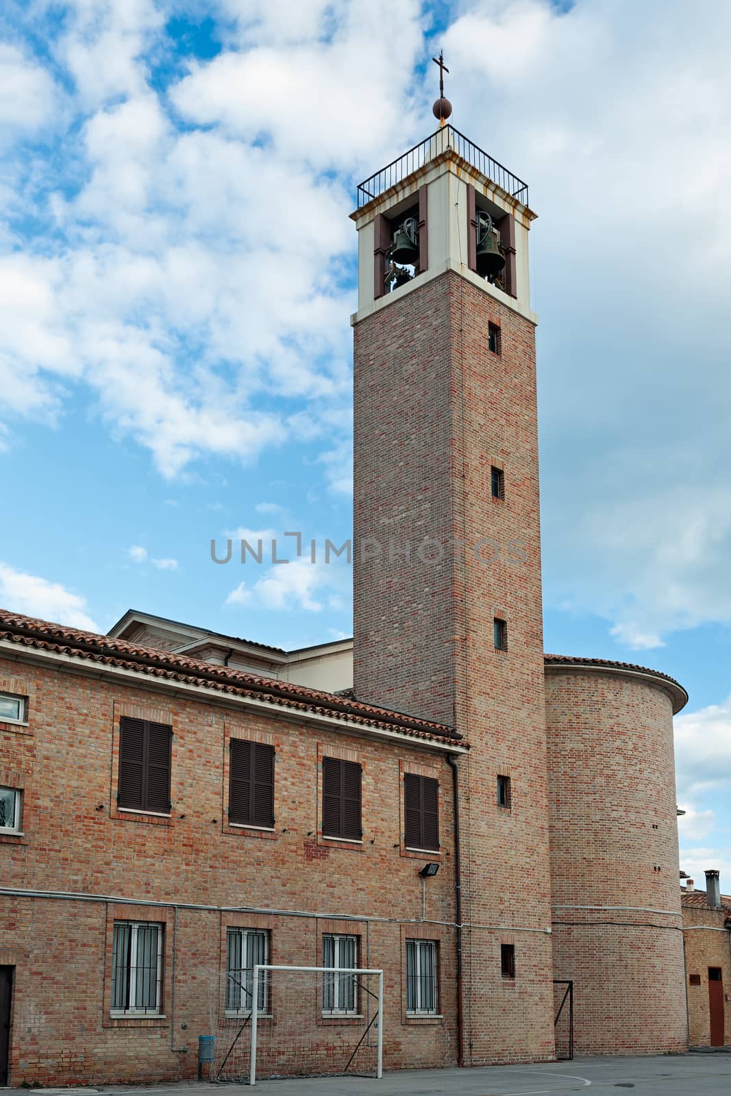 The back side of the ancient church in Marotta, Italy