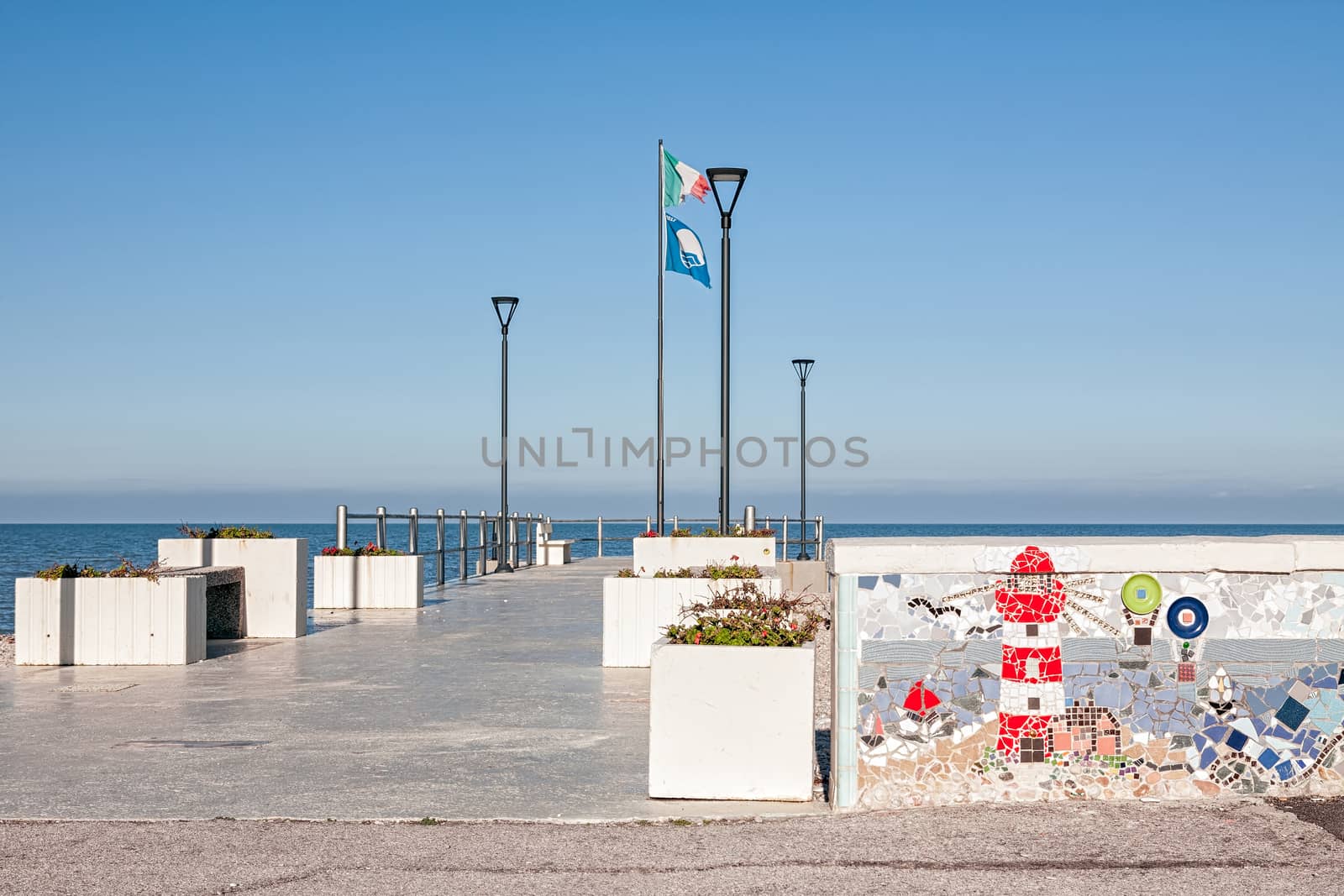 Mosaic along the seafront and viewpoint in Marotta, Italy
