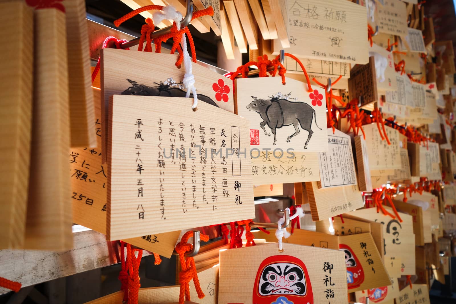 Traditional Emas in Ueno temple, Tokyo, Japan