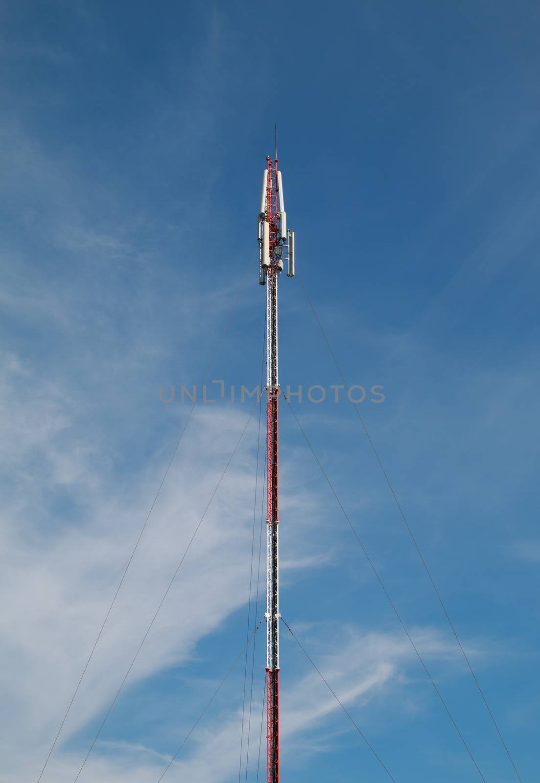 Telecom blue sky background,Phone antenna