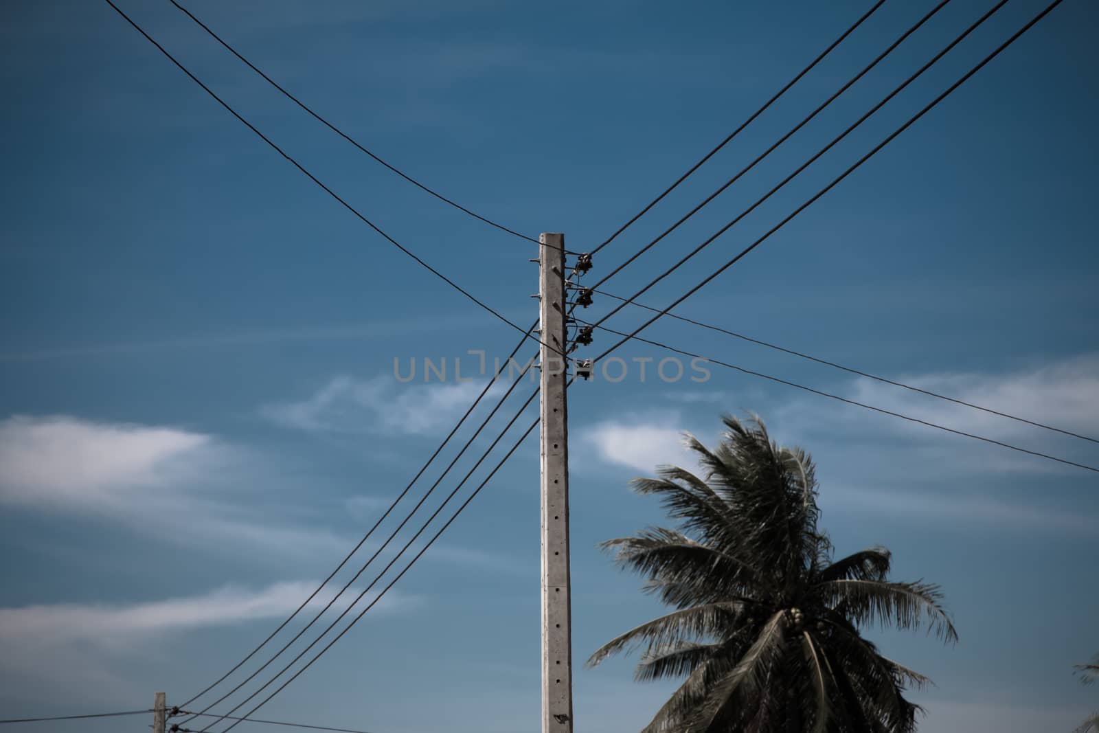 Beautiful electric pole, sky background by N_u_T