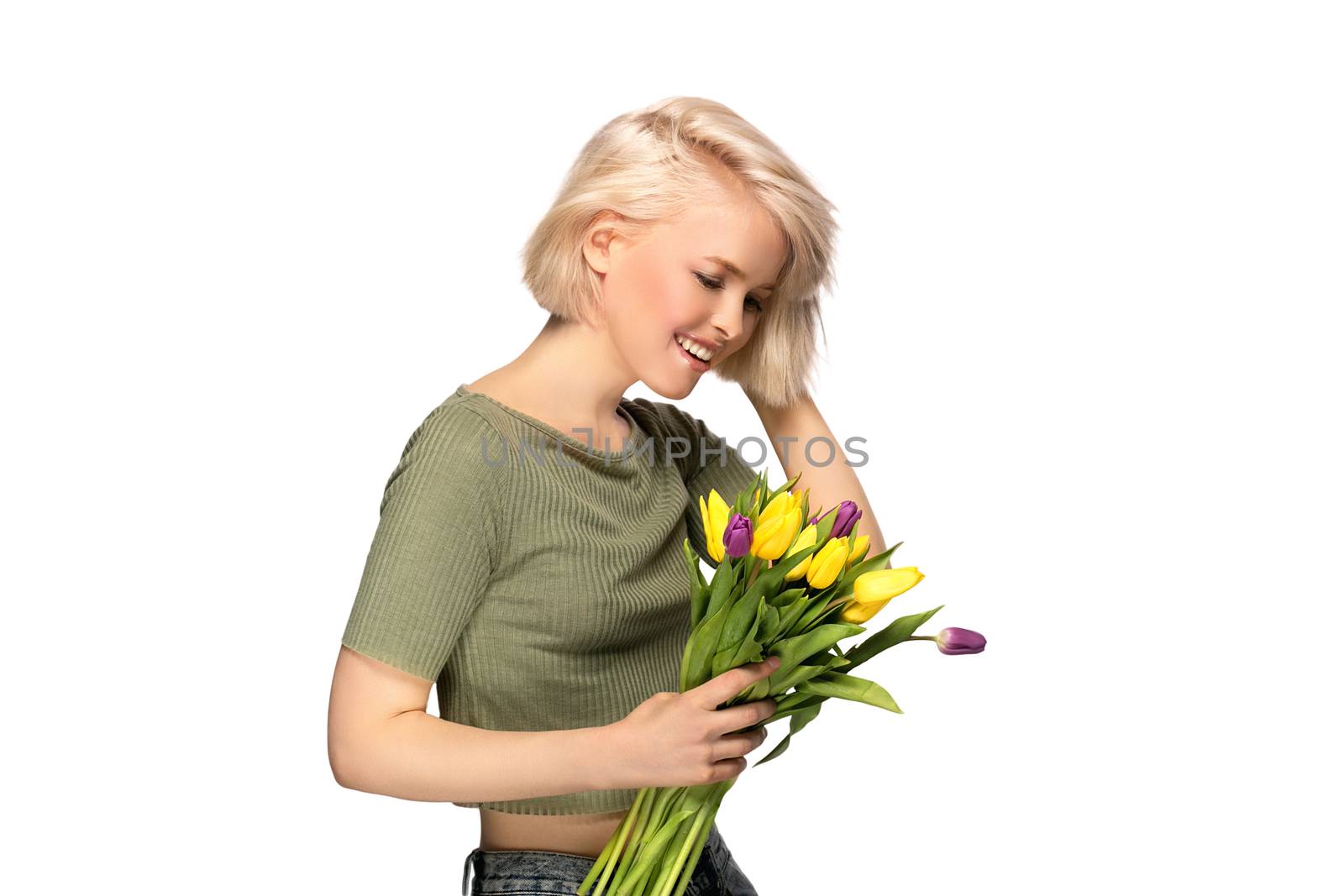 Woman holding flowers by VITAL_ML