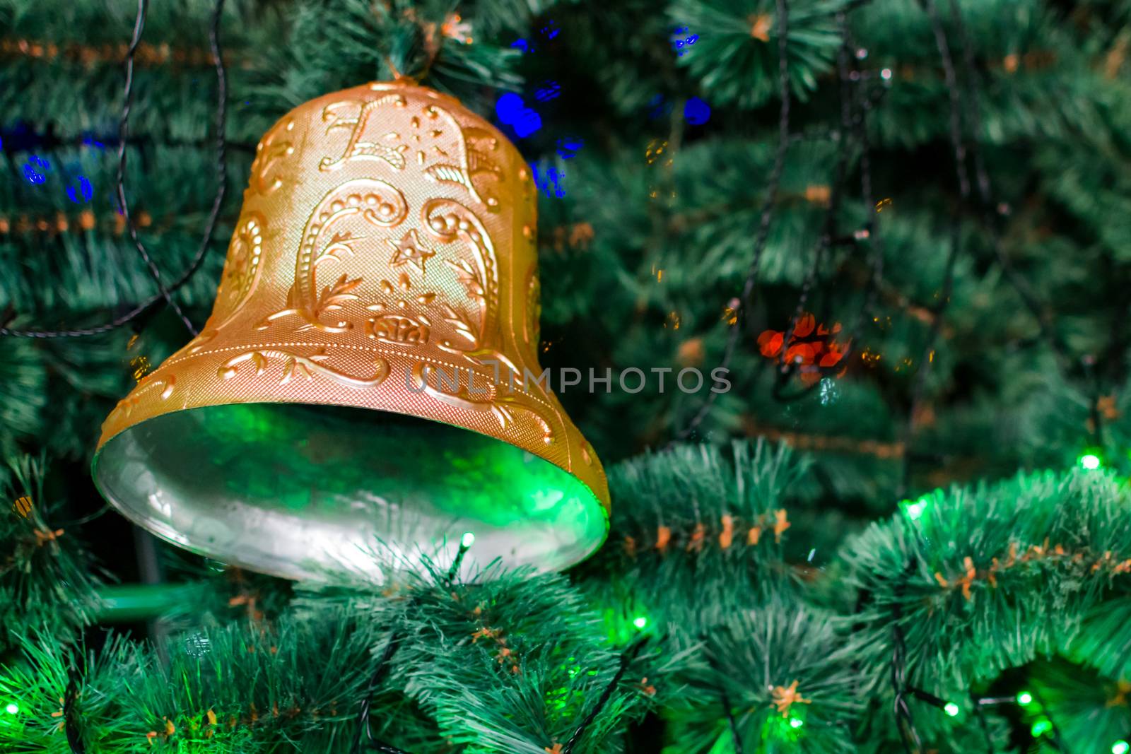 Christmas bell new year dressed Christmas tree holiday