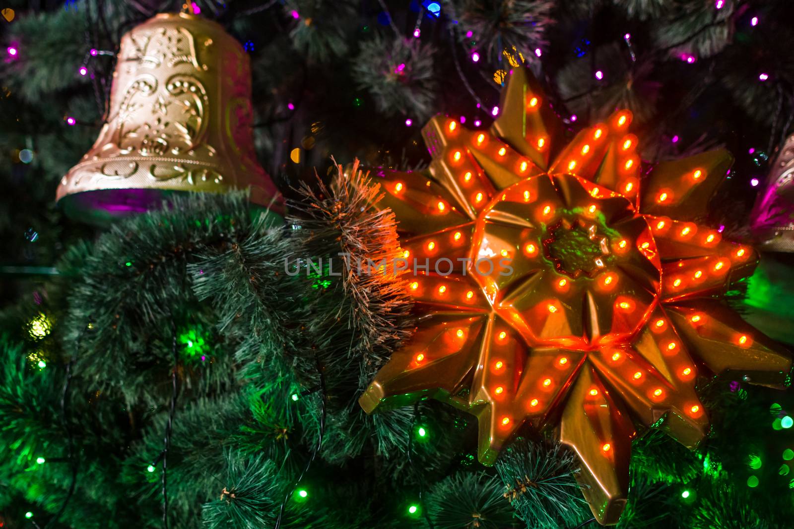 Christmas bell new year dressed Christmas tree holiday
