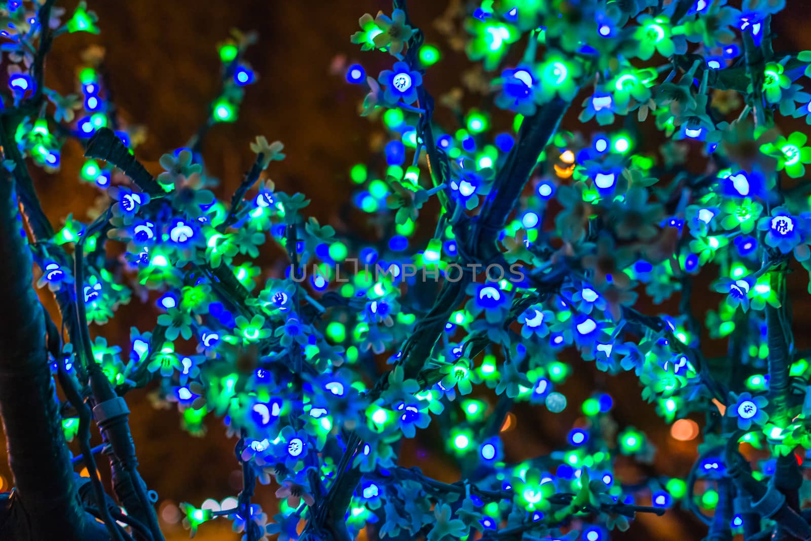 glowing bright tree colors night Christmas mood