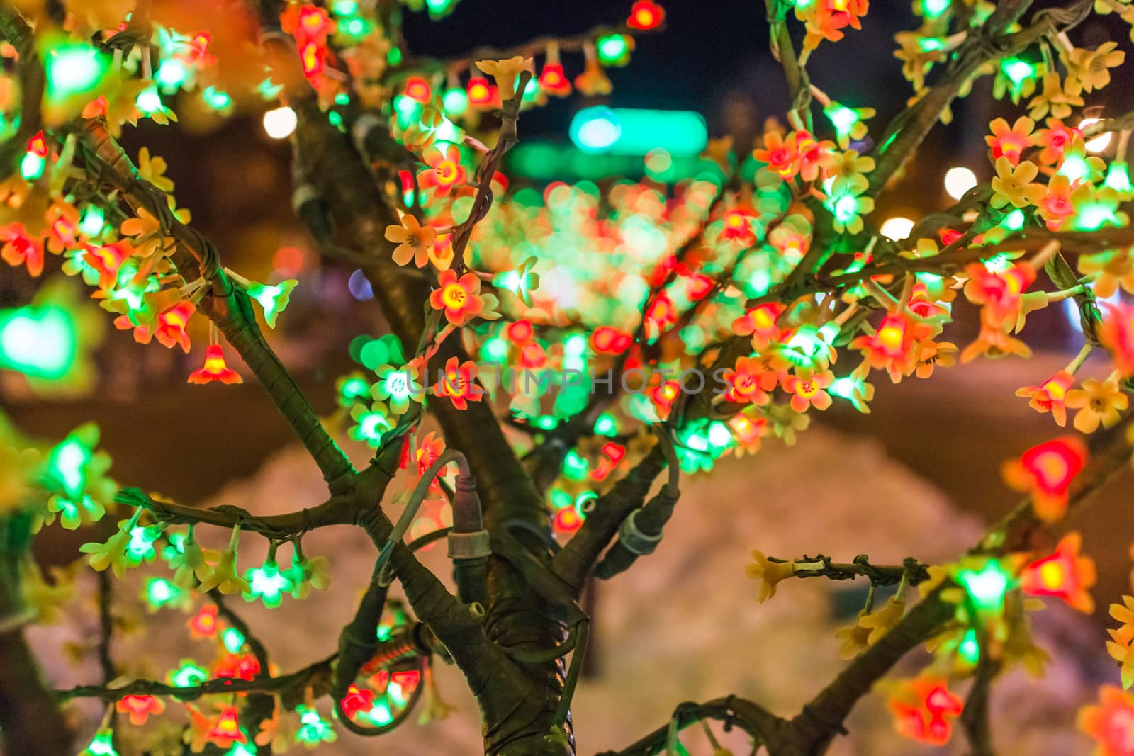 glowing bright tree colors night Christmas mood