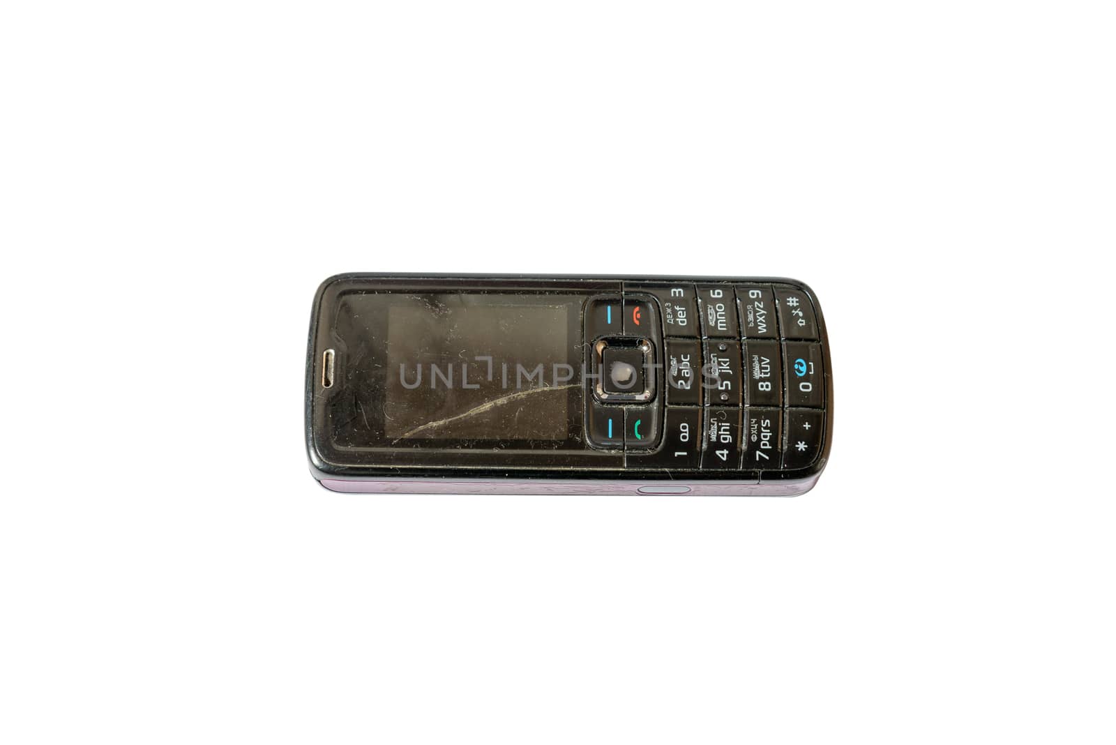 Old mobile phone white background