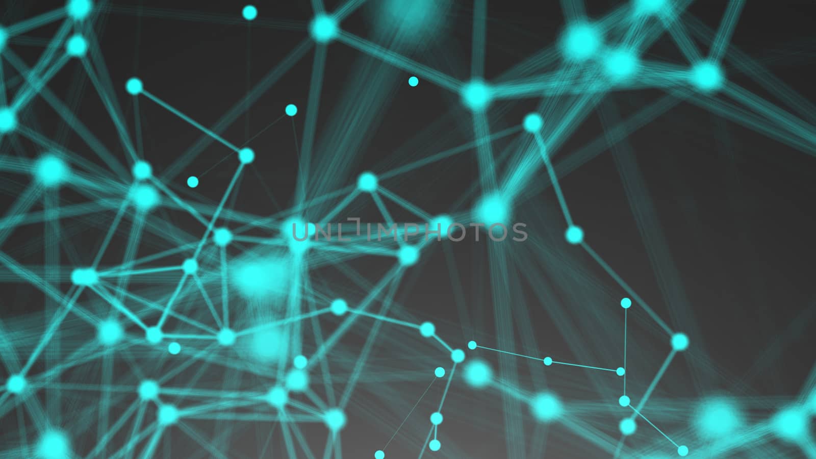 Abstract connection dots. Technology background. Digital drawing blue theme. Network concept 3d rendered