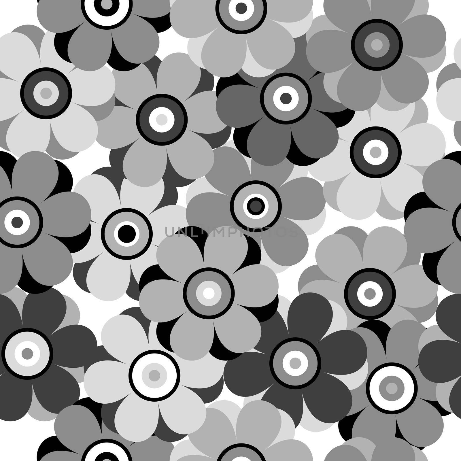 Black and white floral seamless pattern by hibrida13