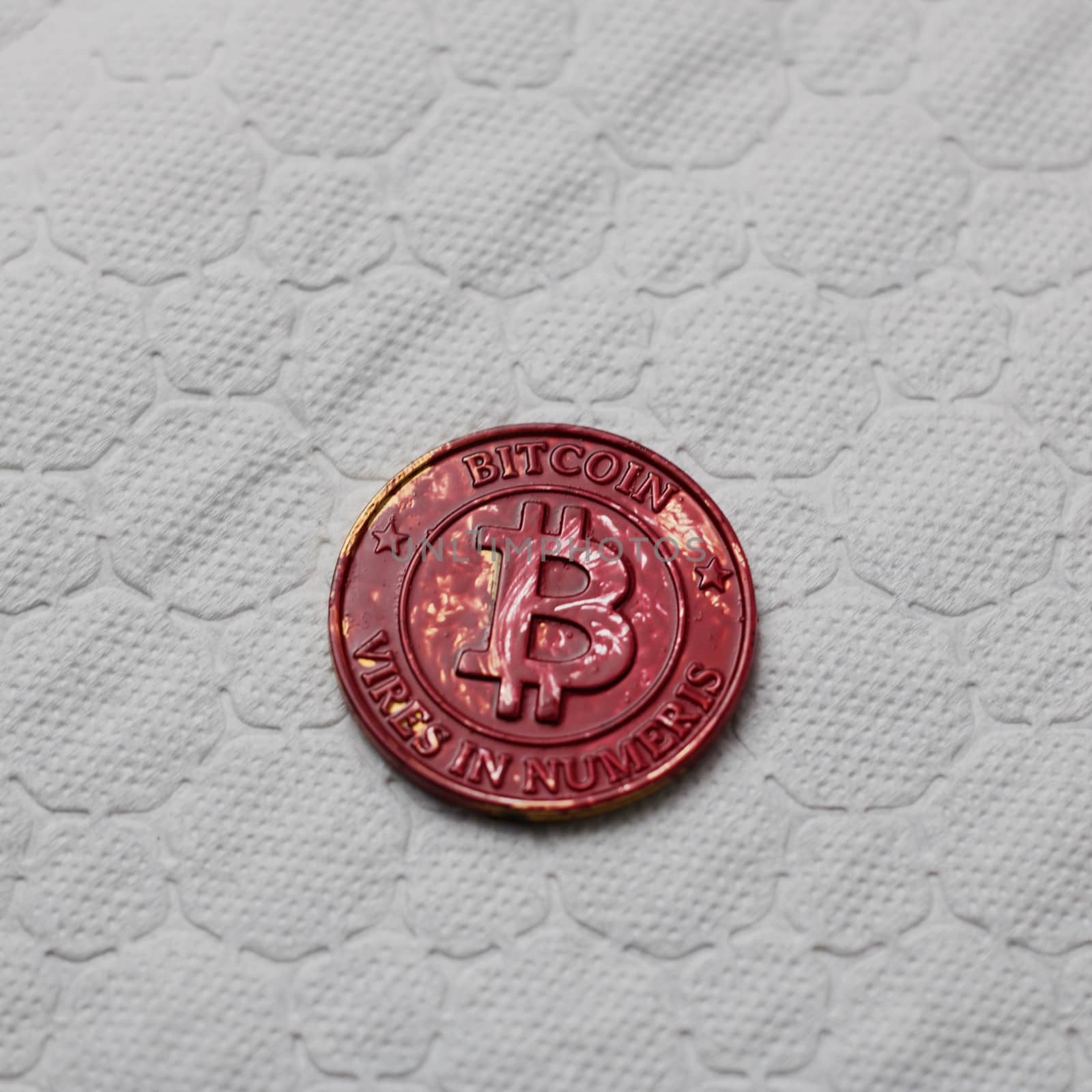 Crypto currency physical bitcoin coin. Bitcoin tokens digital money concept.