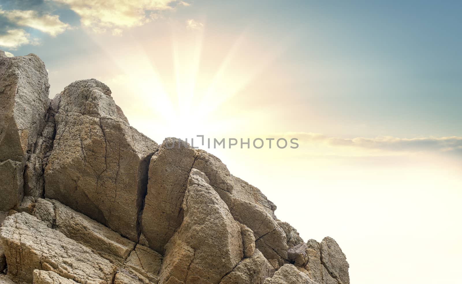 Fantastic big rocks at sundown time. Nature background