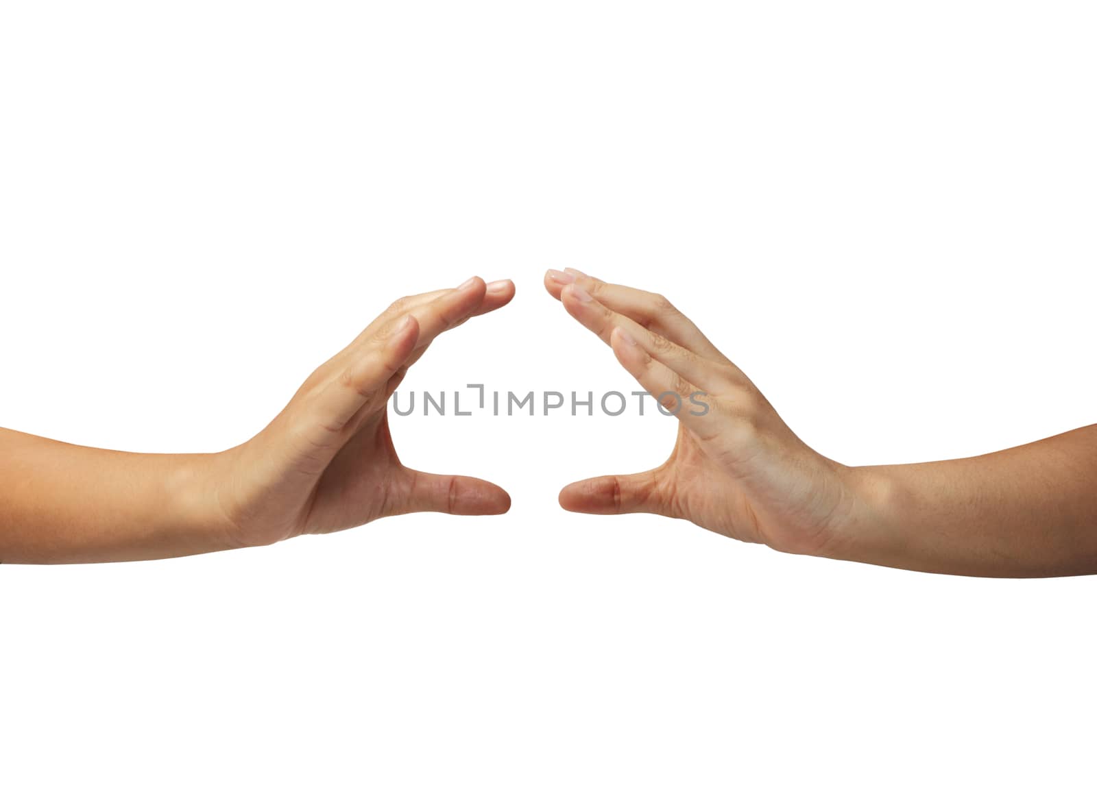 Female hands showing form of heart isolated with clipping path. by phalakon
