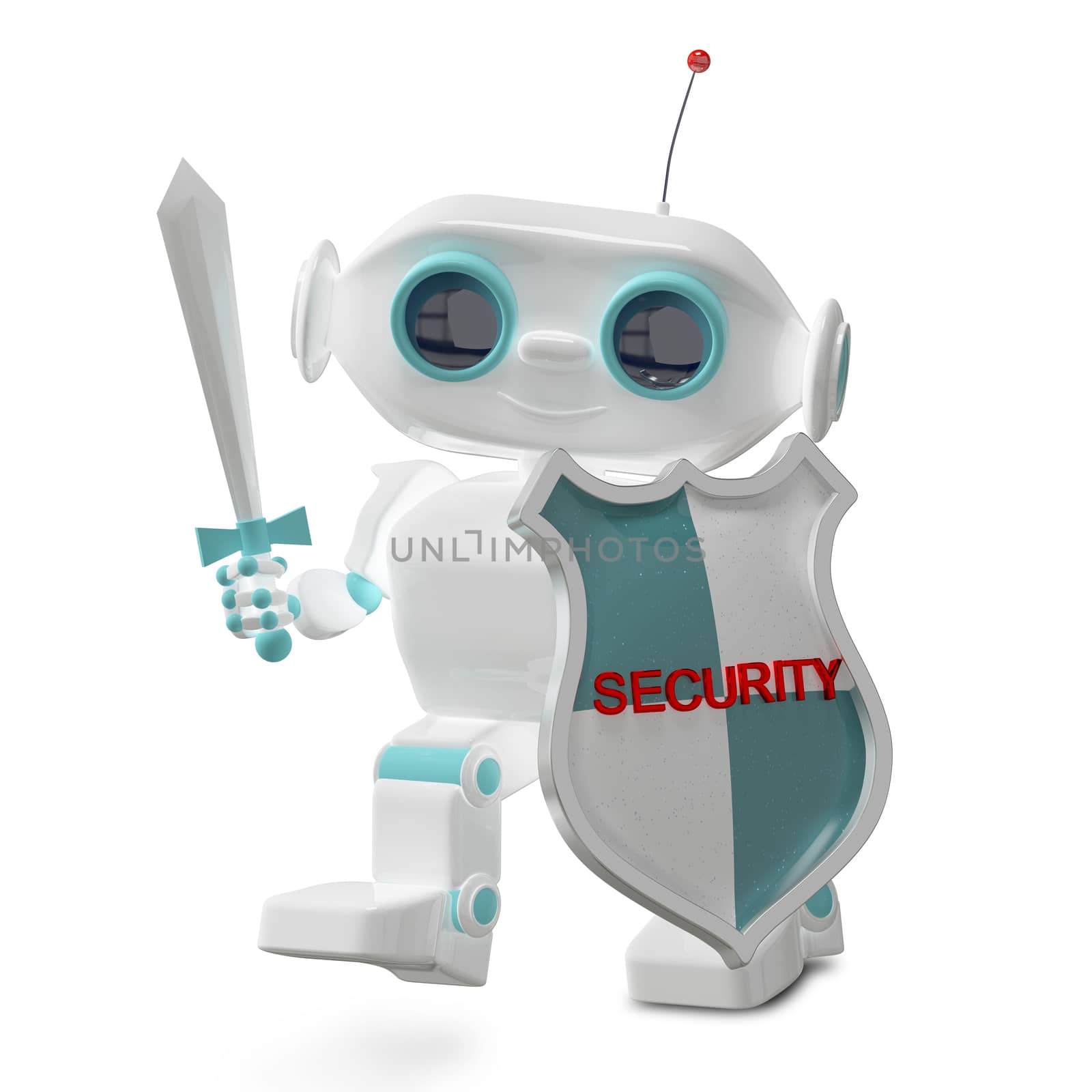 3D Illustration Security Robot by brux