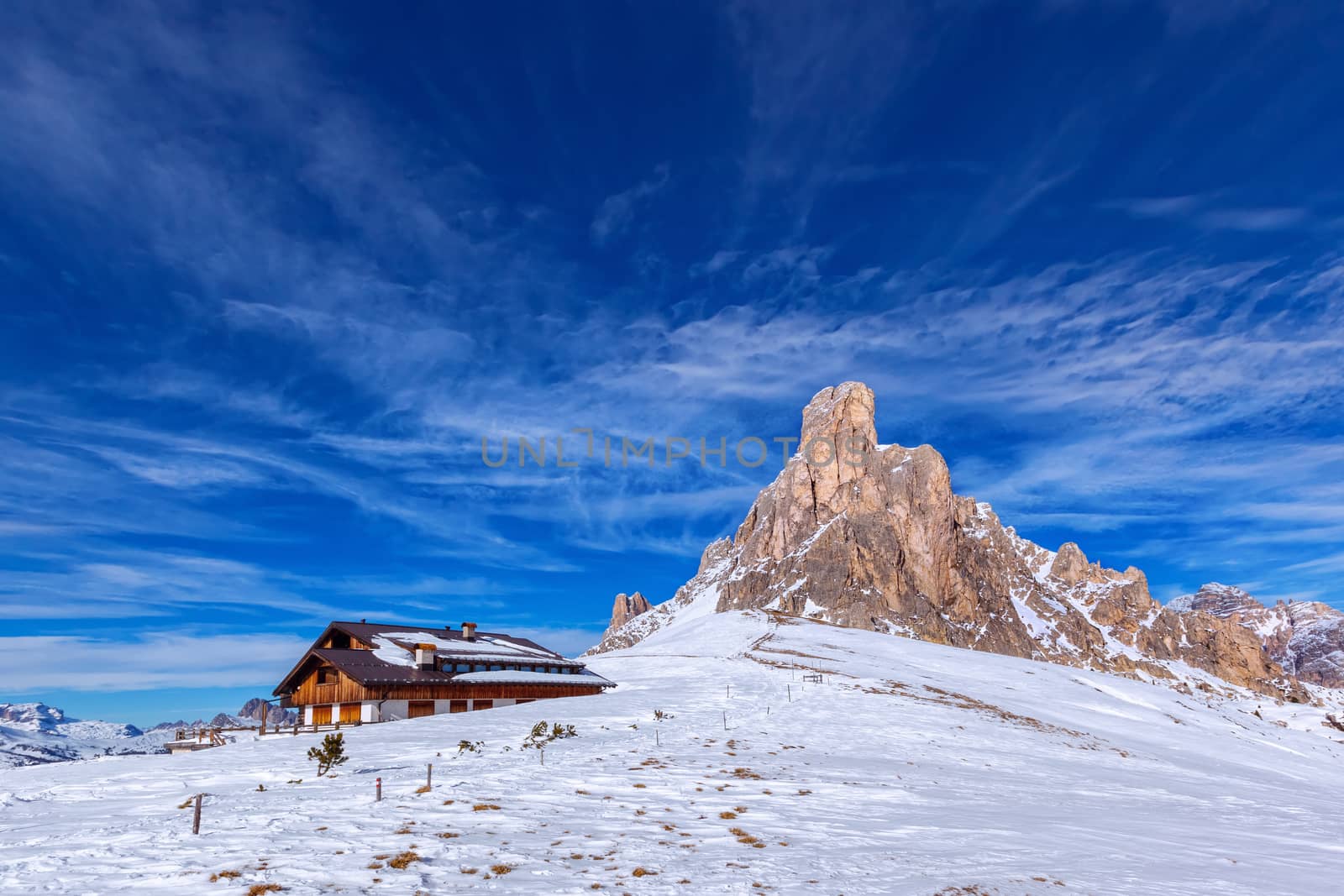 snow landscape of Passo Giau, Dolomites, Italy by zhu_zhu