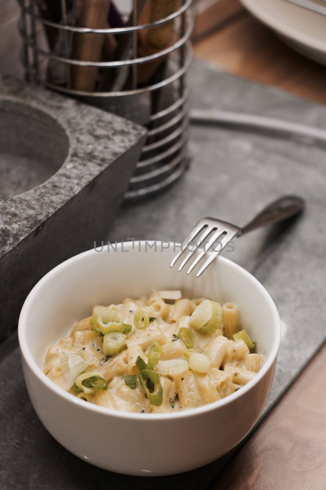 Delicious cheese fresh pasta with vegetables. Home cooking concept.