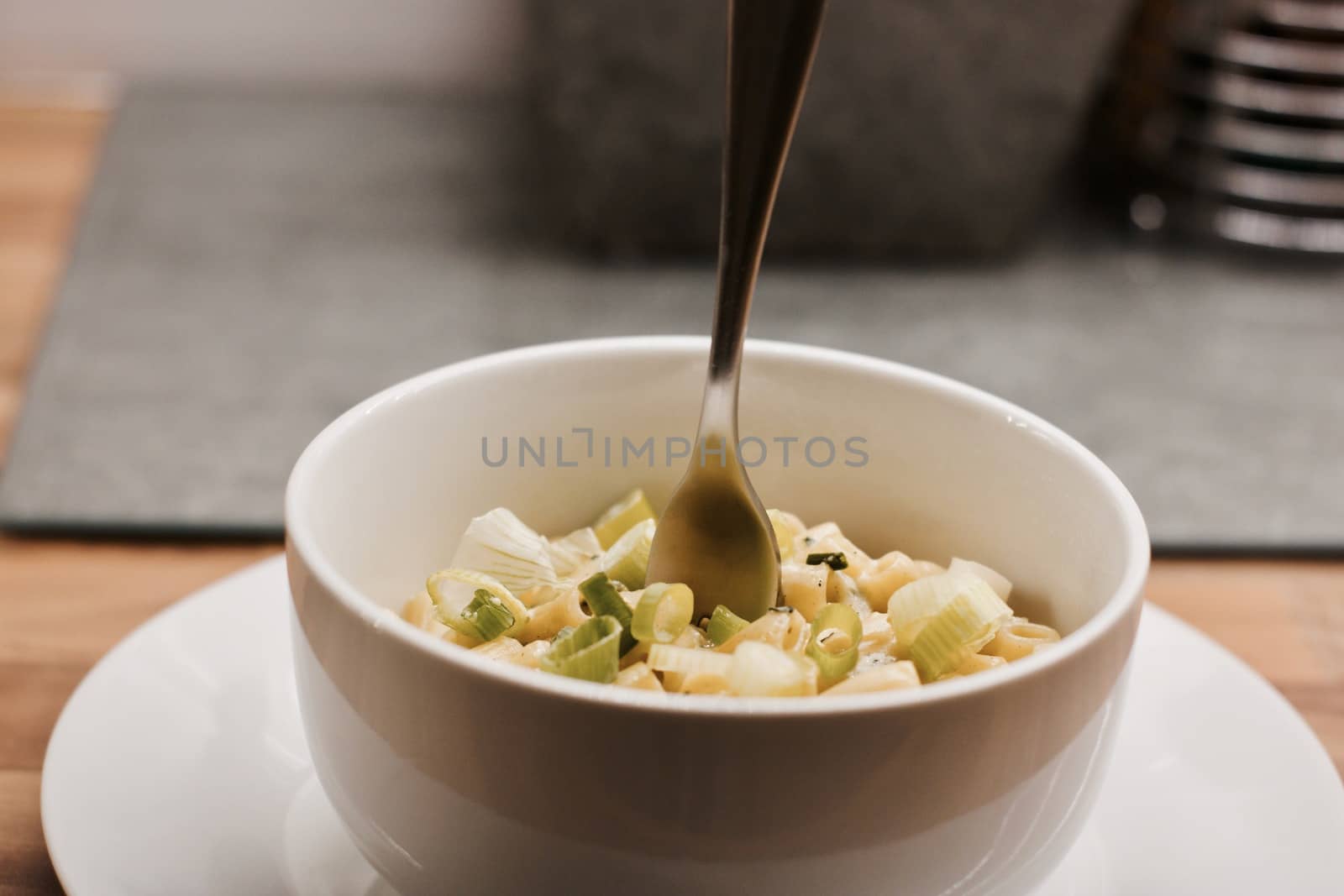 Delicious cheese fresh pasta with vegetables. Home cooking concept.