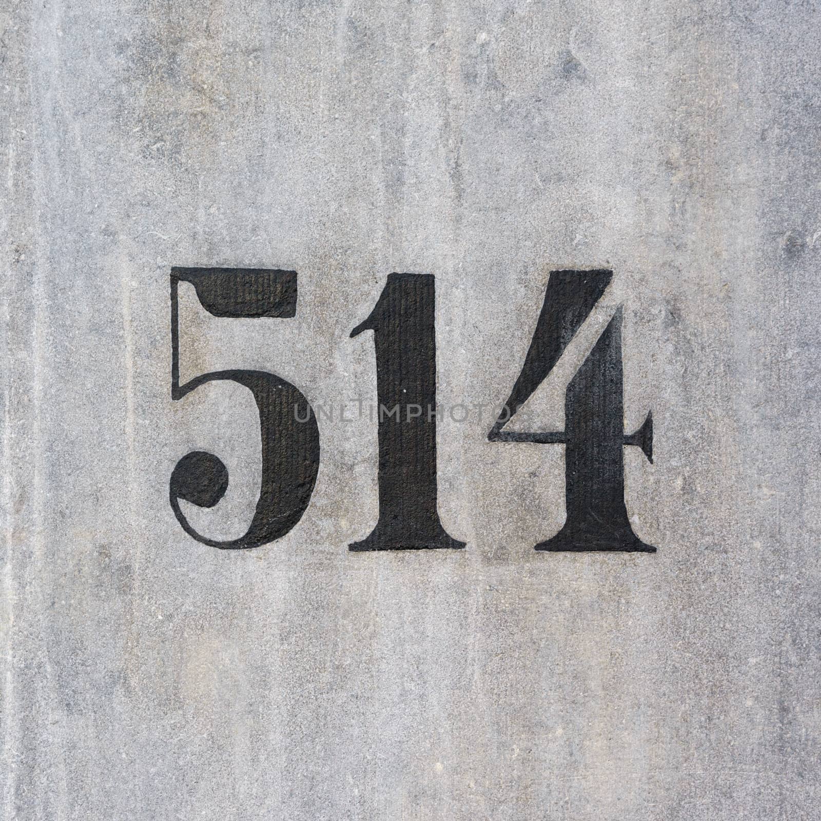 hand painted house number five hundred and fourteen (514)