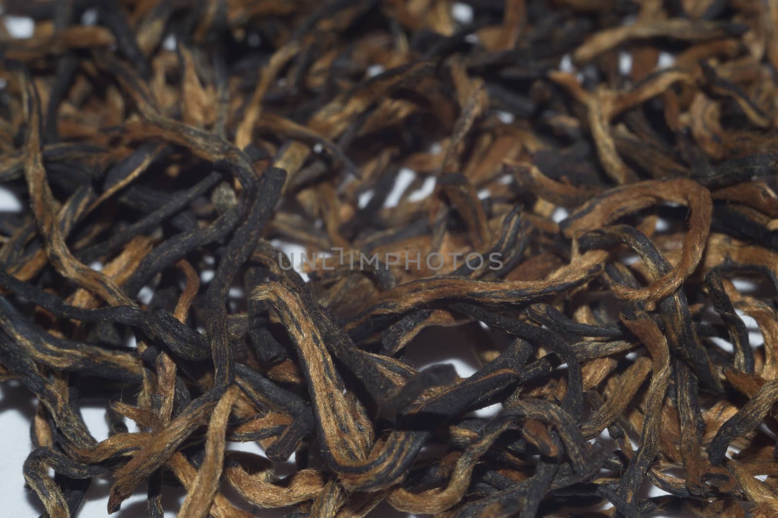 Chinese tea closeup macro photo of black tea