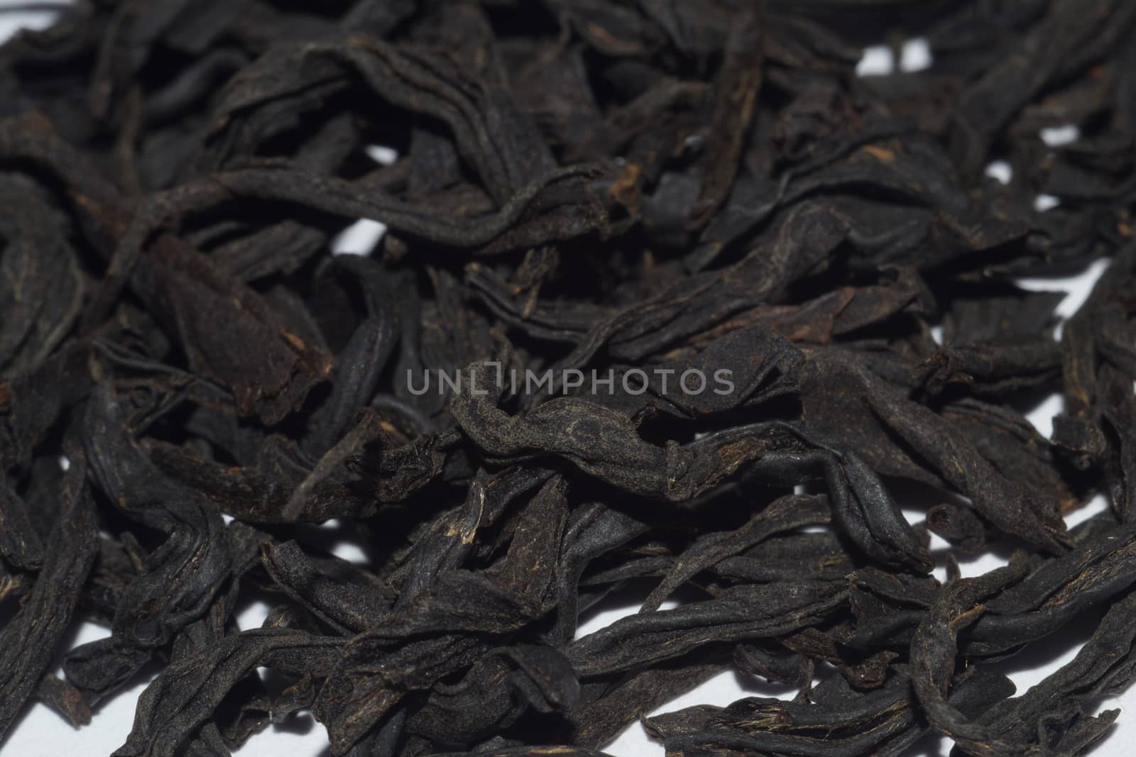 Chinese tea closeup macro photo of black tea