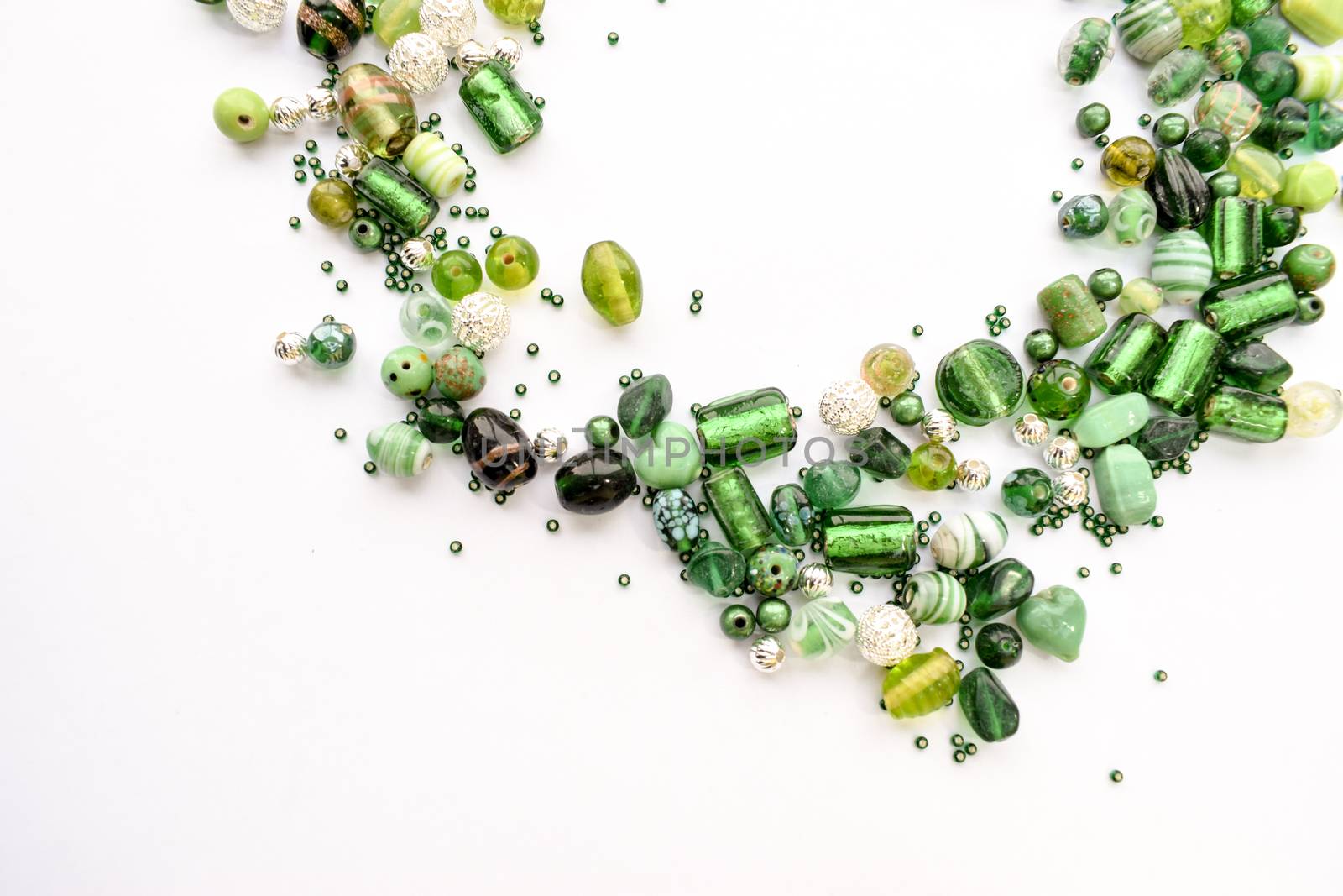 collection of green glass beads