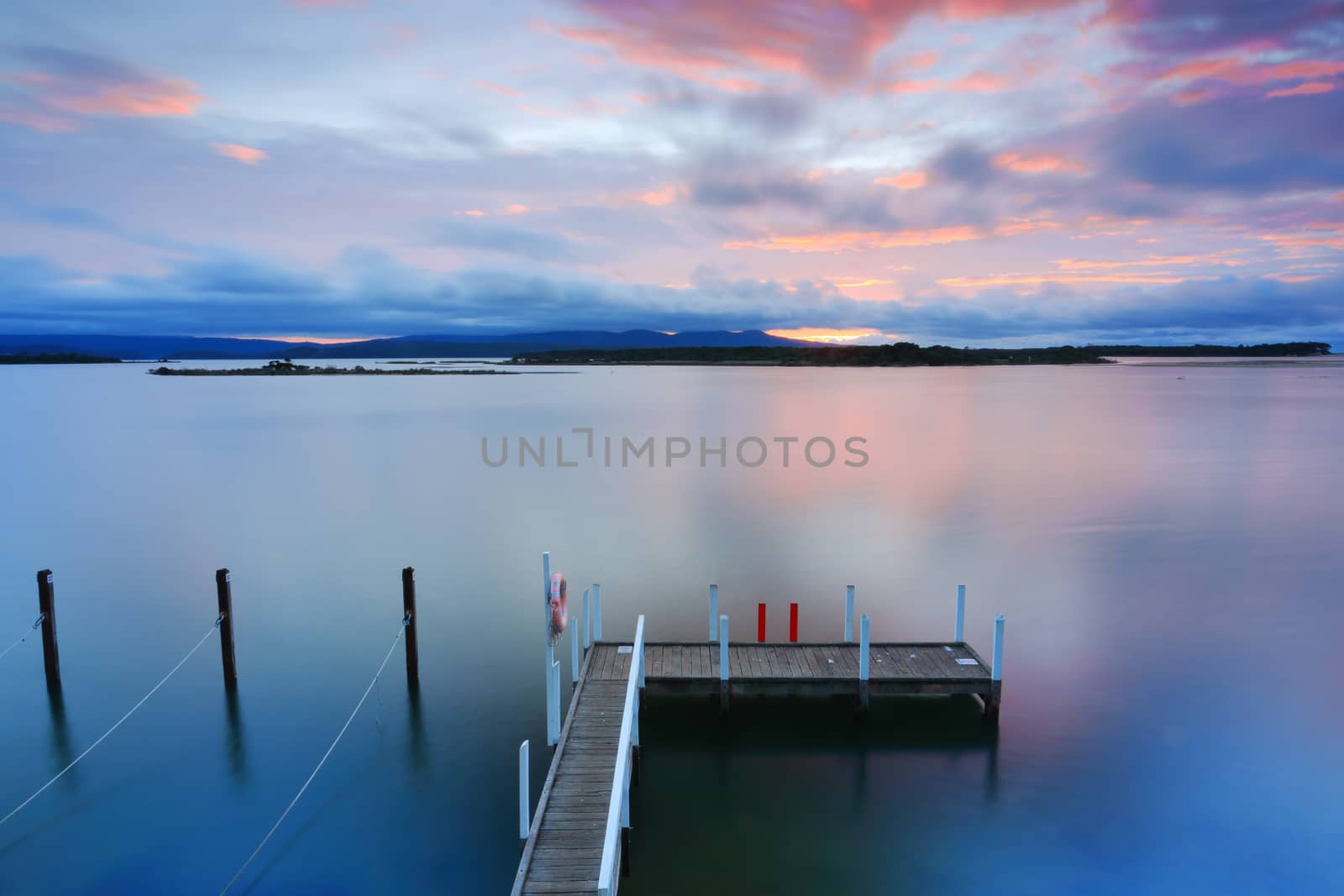 Serene views looking down over the jetty at Mallacoota as dawn breaks