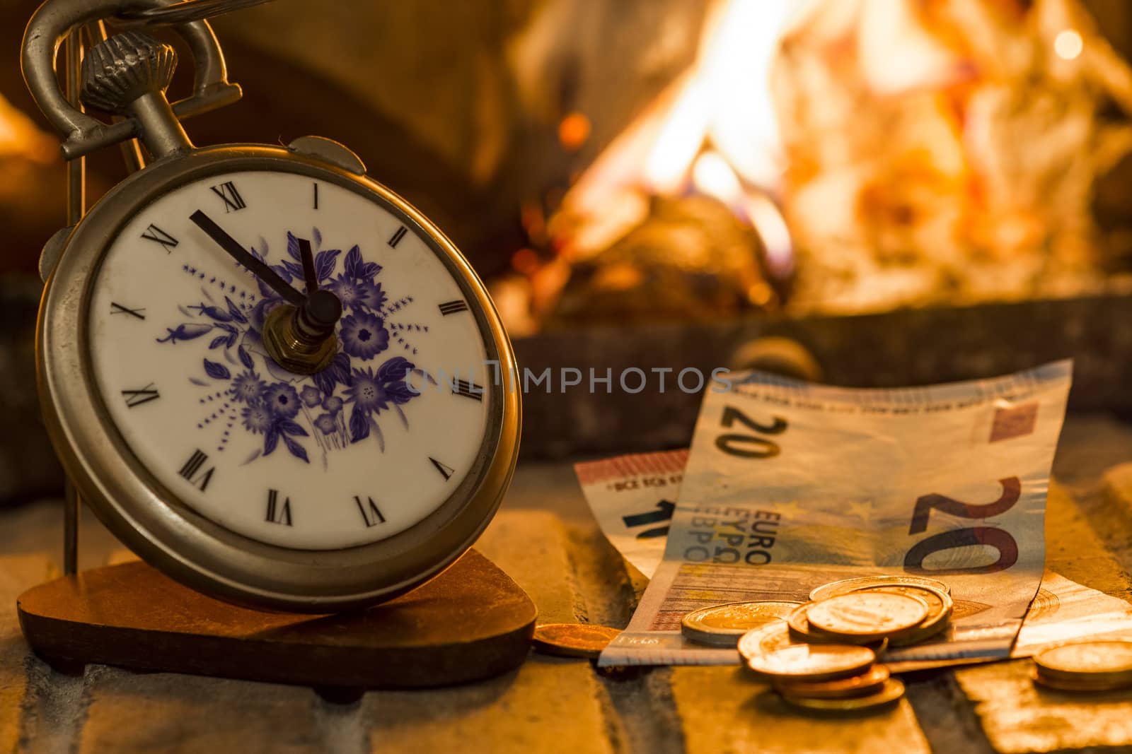 time is money beside the fire