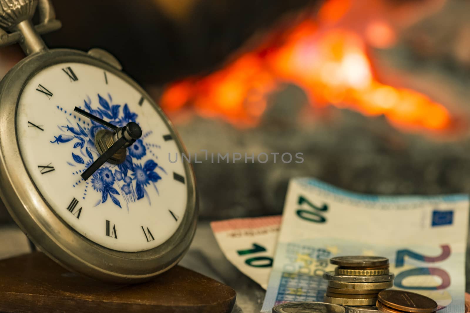 time is money beside the fire