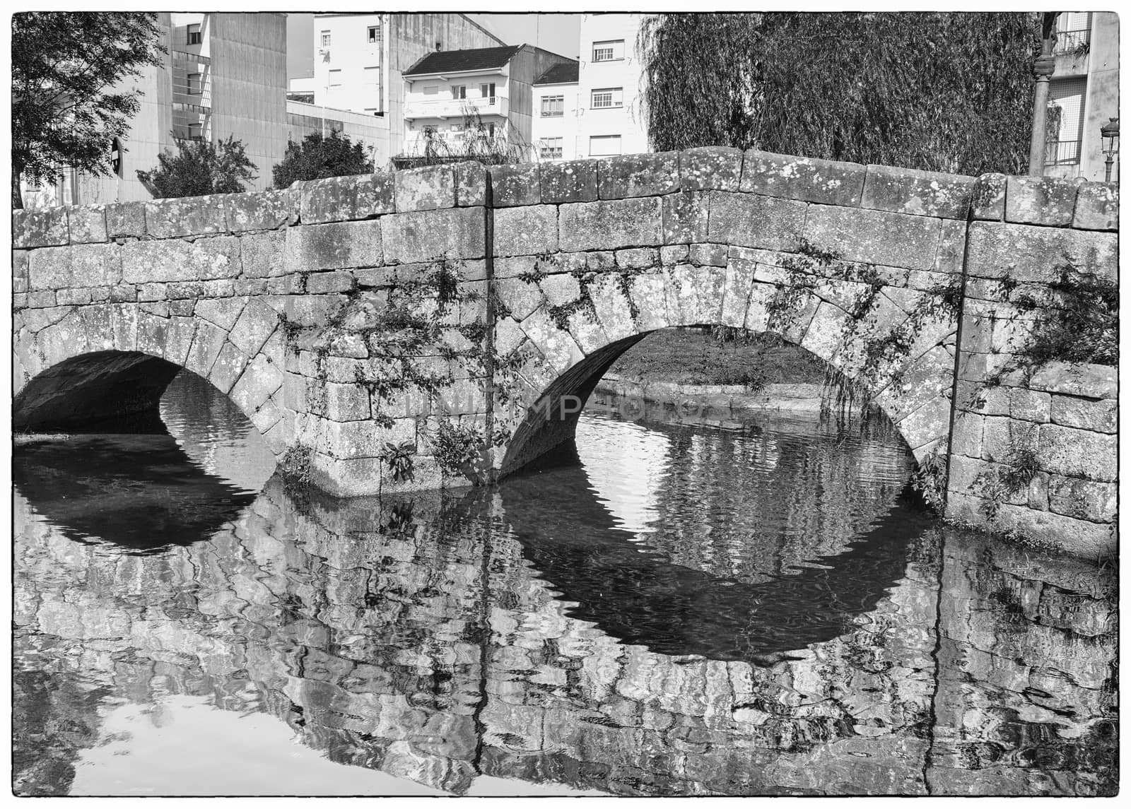 Roman bridge, Caldas de Reis, Galicia, Spain 