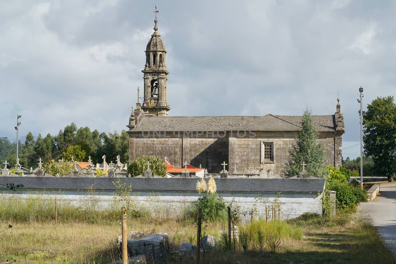 Igrexa de San Mamede da Portela in Barro, a small village on the Camino de Santiago trail close to Pontevedra, Galicia, Spain 