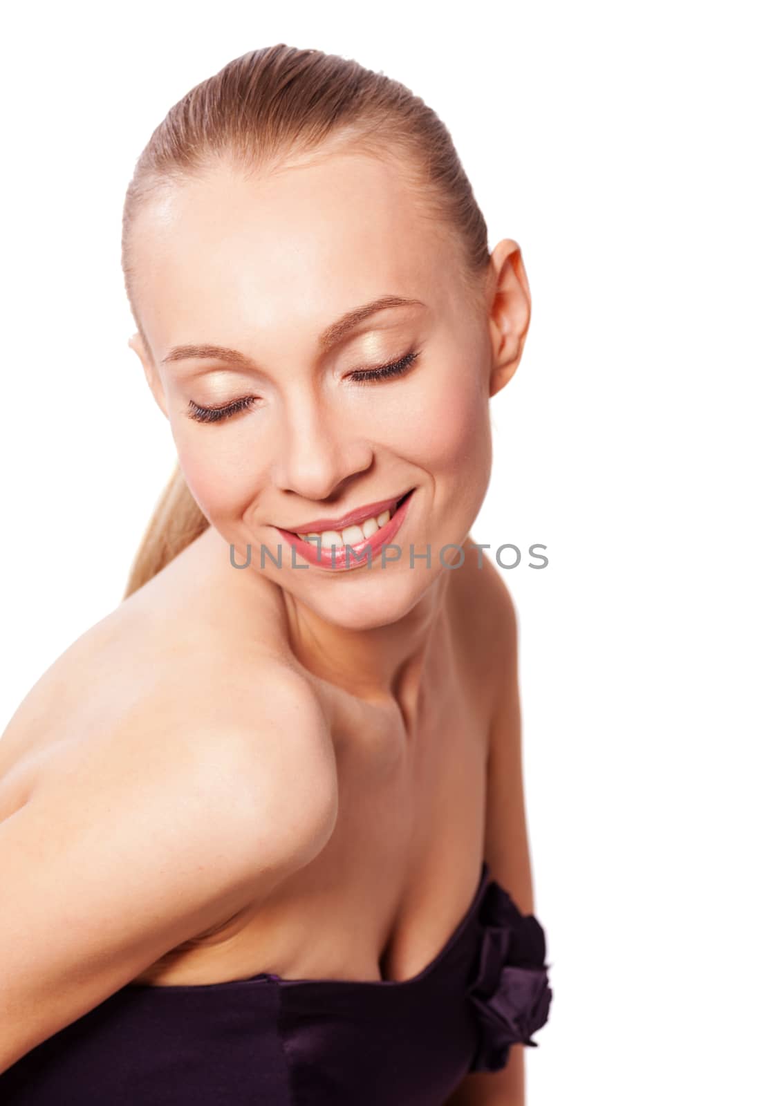 Skin and beauty care - young beautiful woman portrait isolated