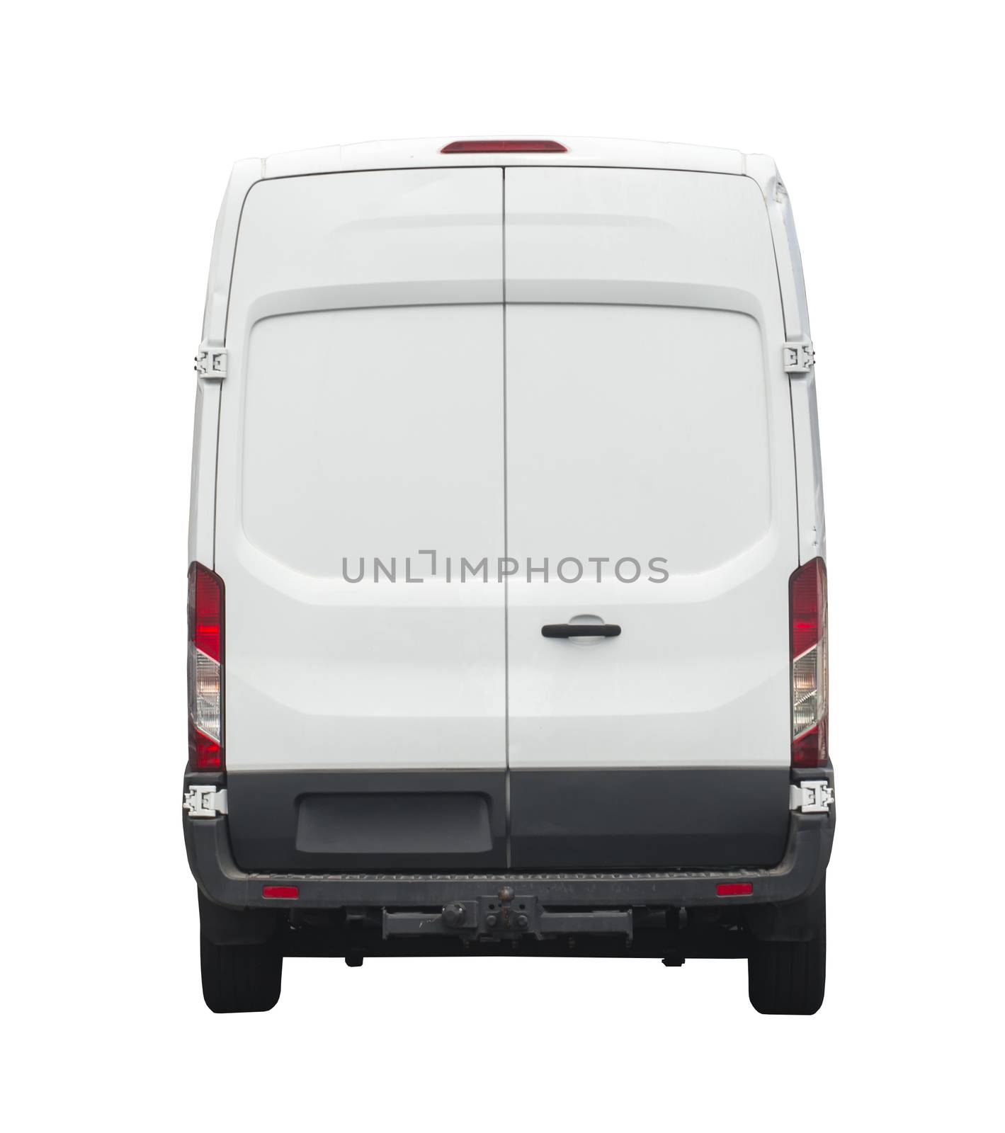 Rear of white van for your branding, isolated on white background