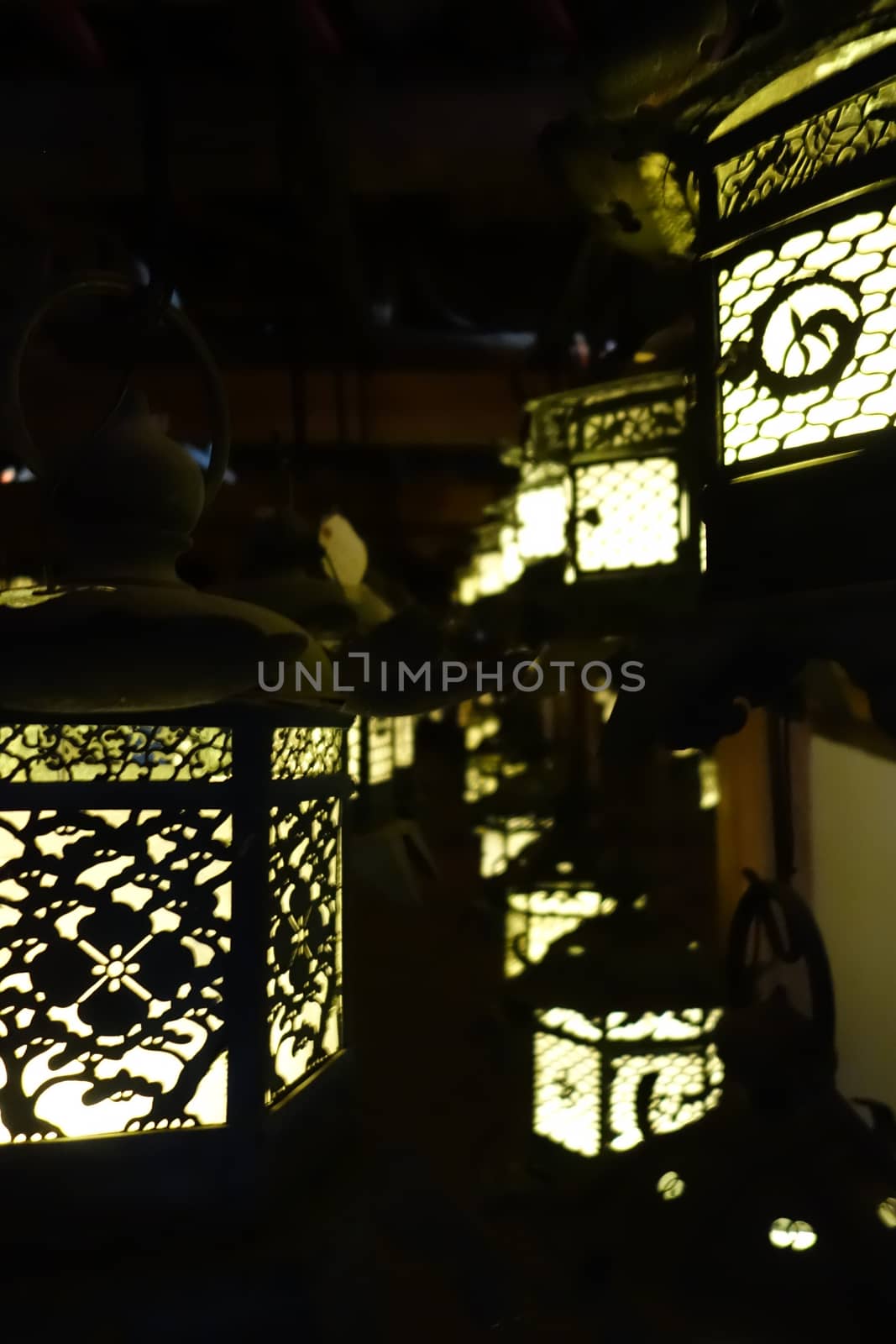 Lanterns lighting in the dark, Kasuga-Taisha Shrine, Nara, Japan by daboost