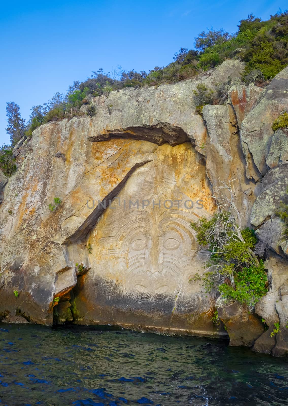Maori rock carvings, Taupo Lake, New Zealand by daboost
