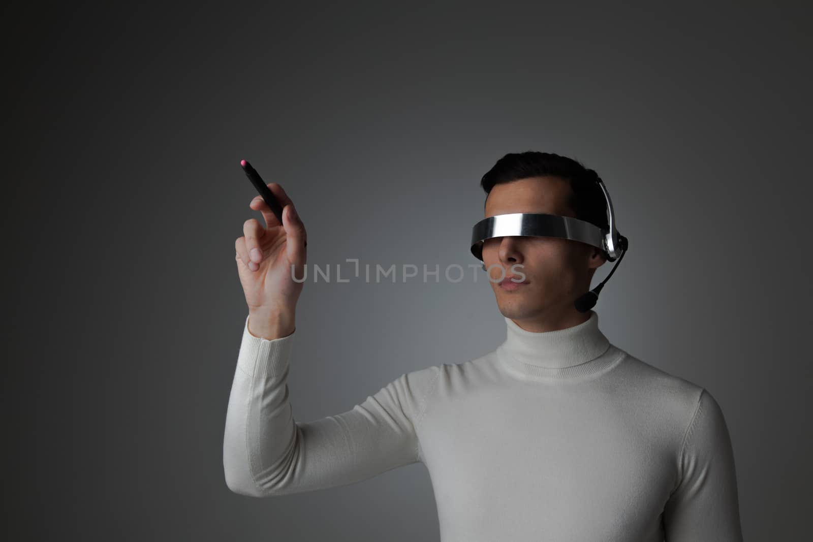 Man using futuristic VR goggles by ALotOfPeople