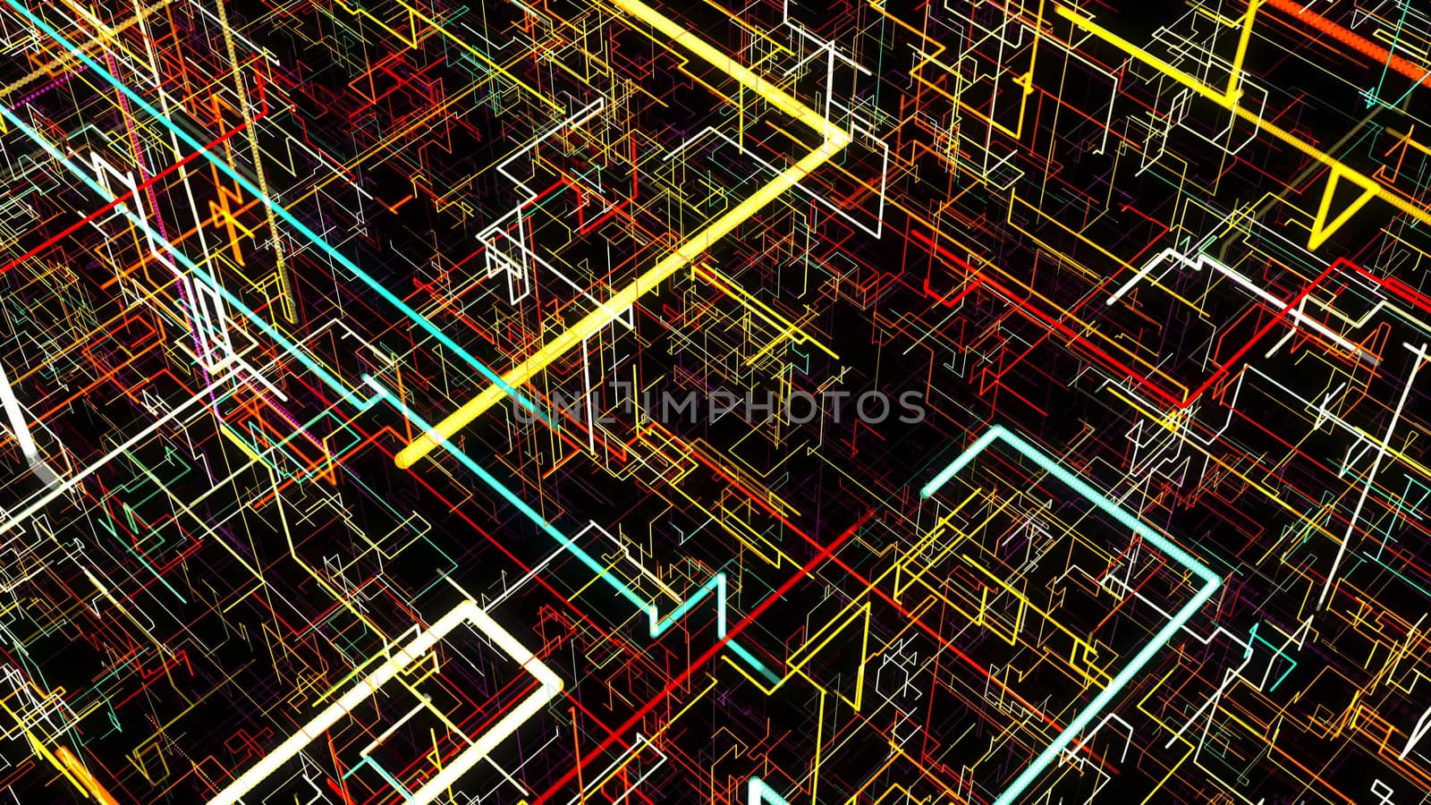 Abstract background with circuit. Digital illustration. 3d rendering