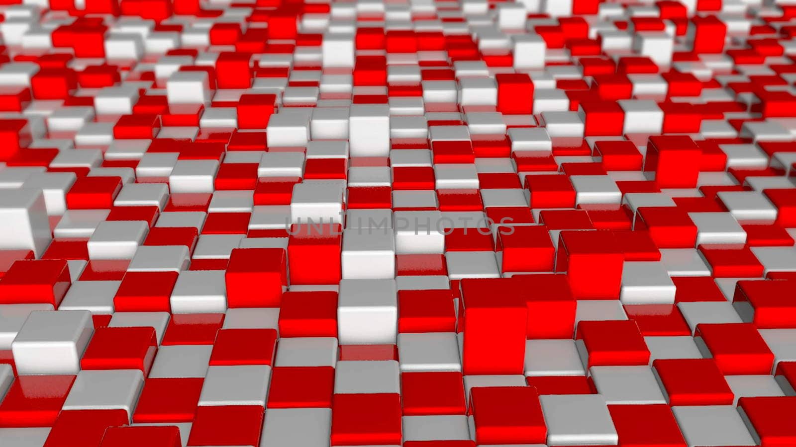 Abstract background with red and white squares blocks. 3d rendering