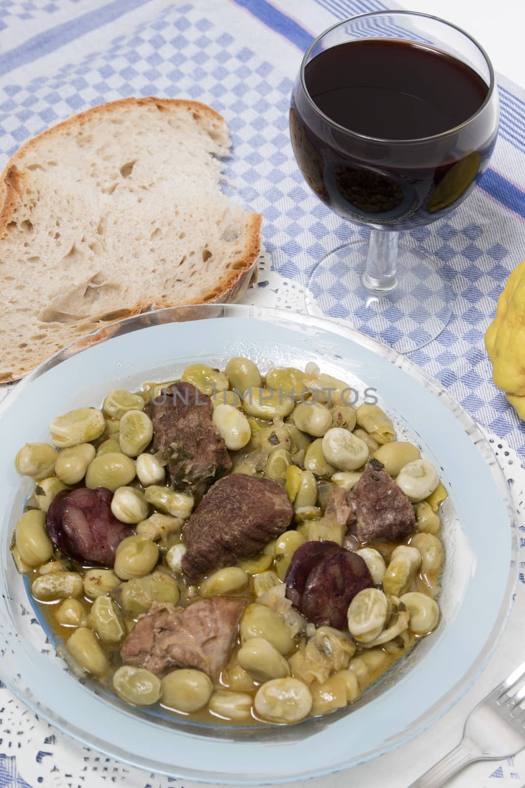 Typical Portuguese stew of Fava beans with chorizo.