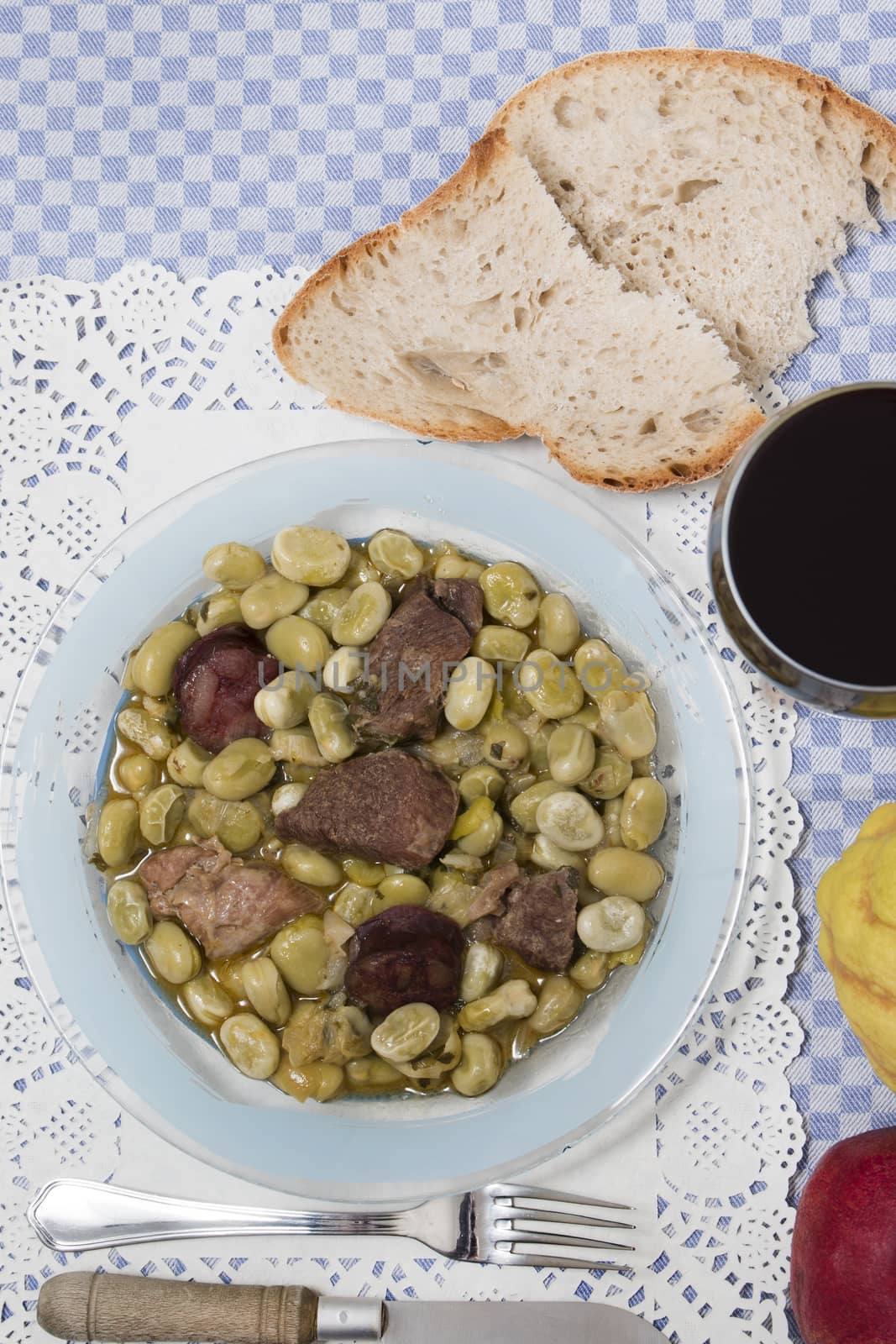 Typical Portuguese stew of Fava beans with chorizo.
