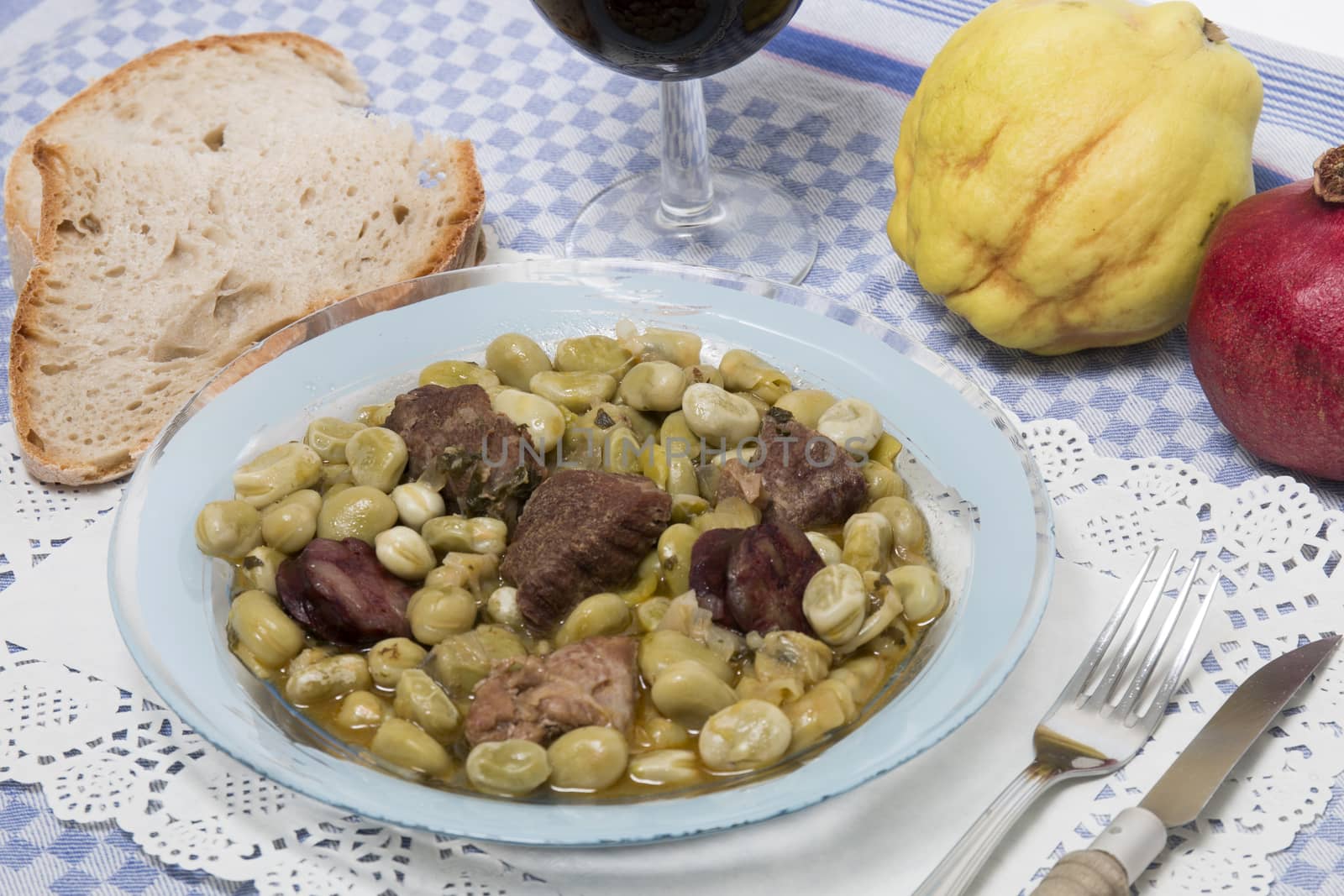 Typical Portuguese stew of Fava beans with chorizo.