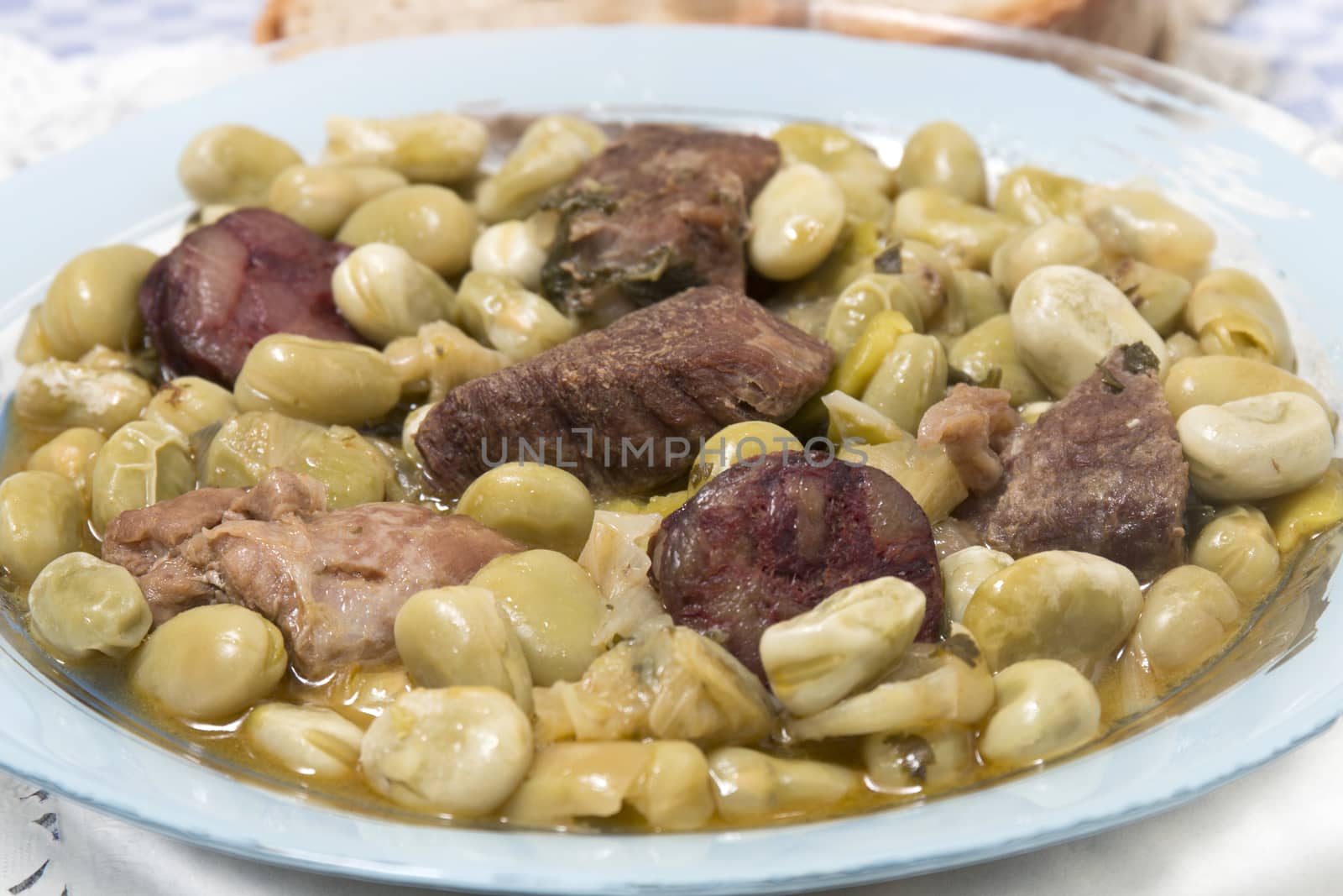 Typical Portuguese stew of Fava beans with chorizo.