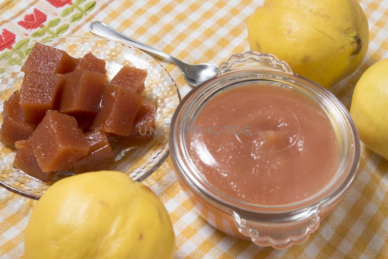 Close up of traditional quince jam homemade with natural ingredients.