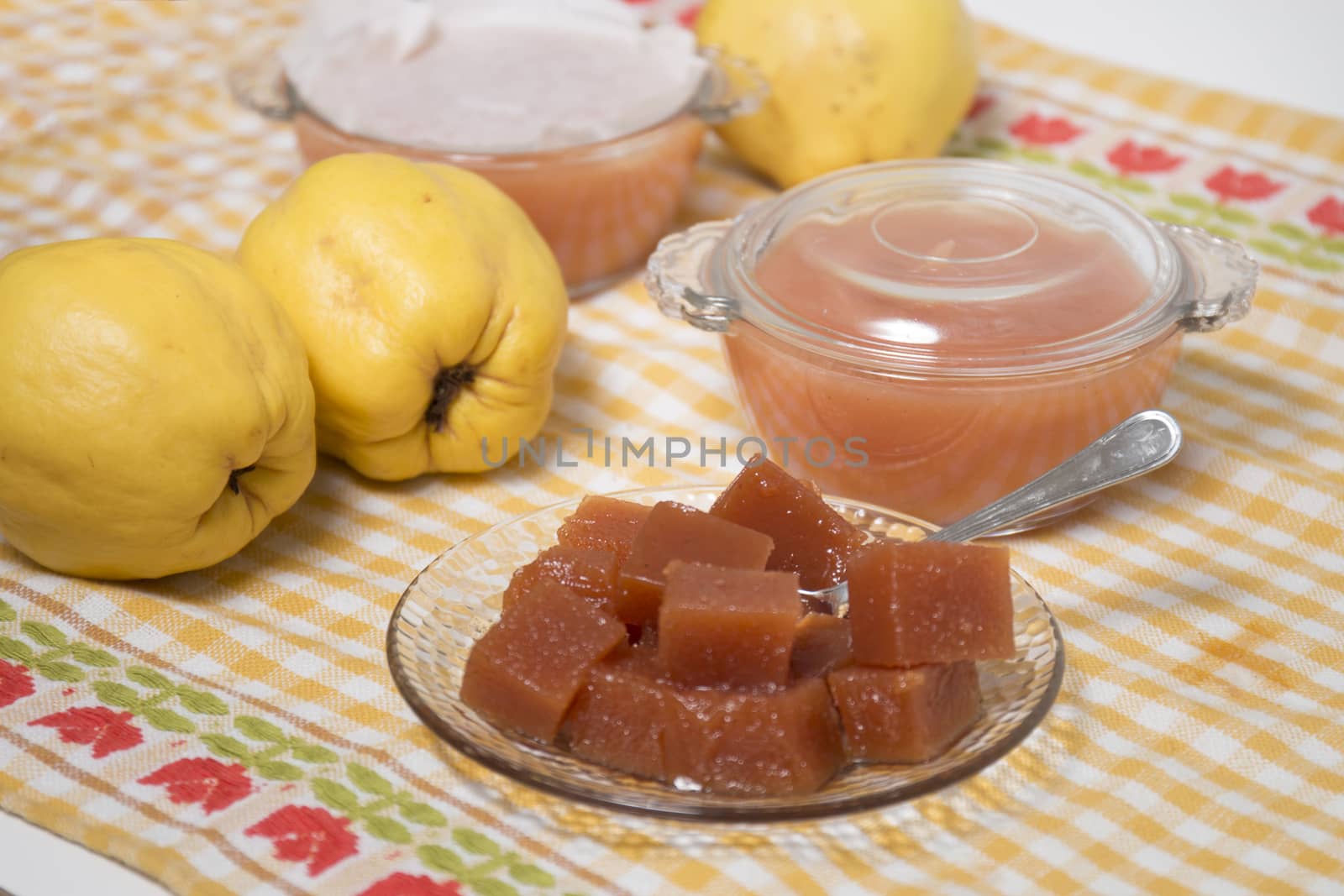Close up of traditional quince jam homemade with natural ingredients.