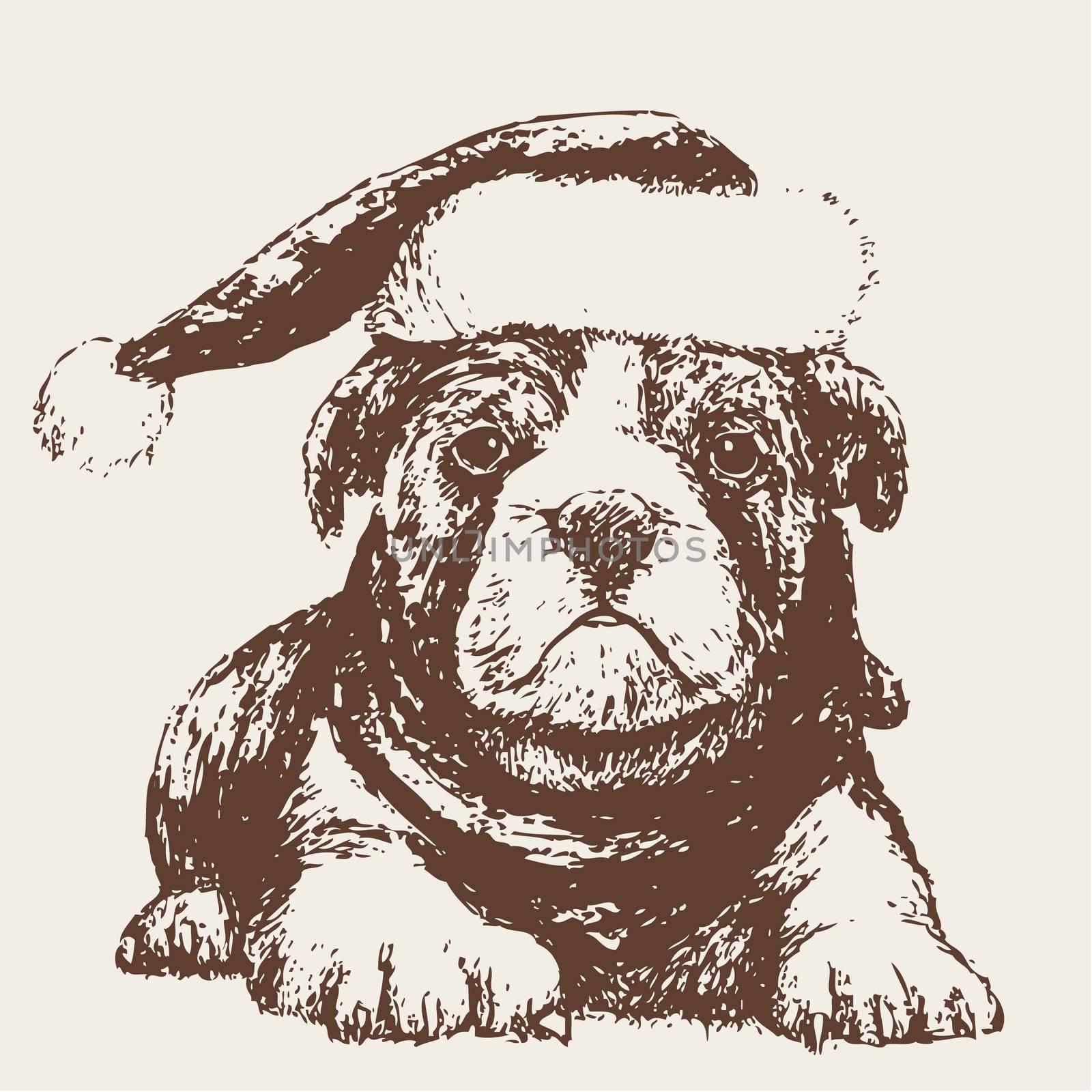 dog with santa claus hat hand drawn  by simpleBE