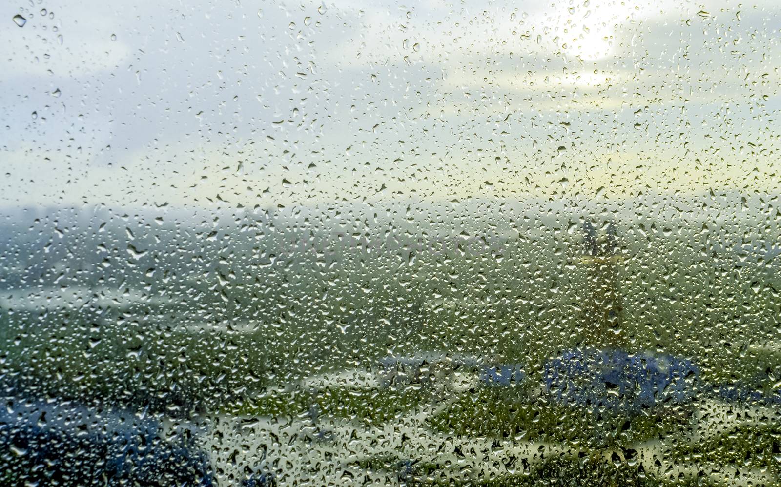 rainy window, the autumn rain water drops on glass