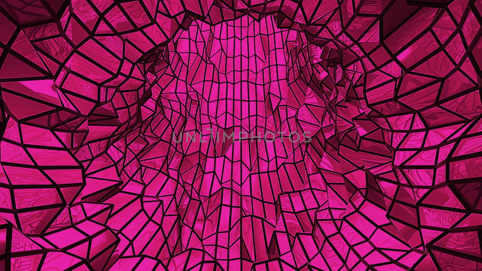 Abstract background with low poly tunnel. 3d rendering