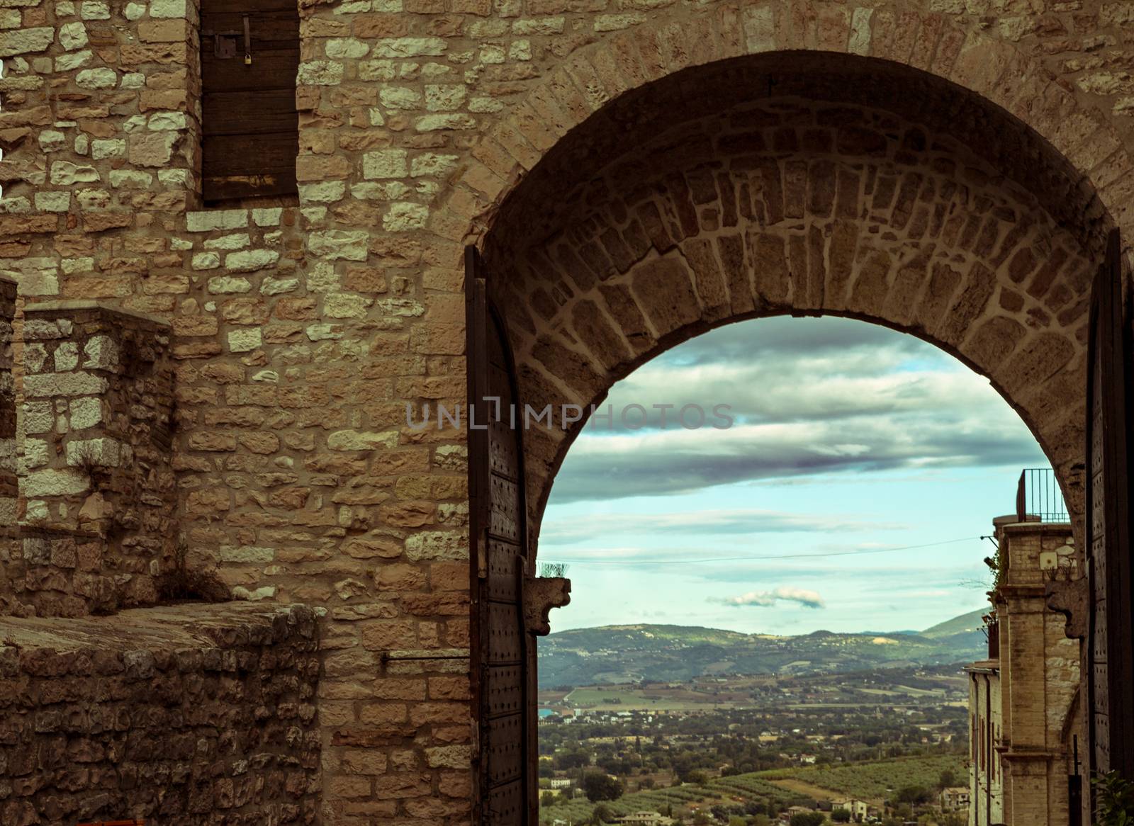 Streets and alleys in the wonderful town of Foligno (Italy)