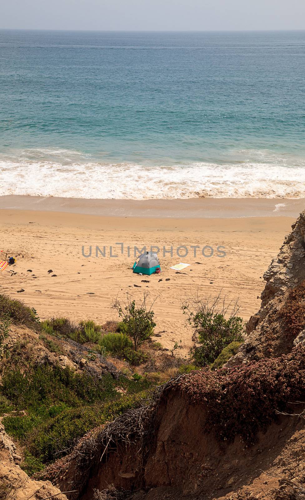 Tent at the farthest south end of Crystal Cove beach by steffstarr