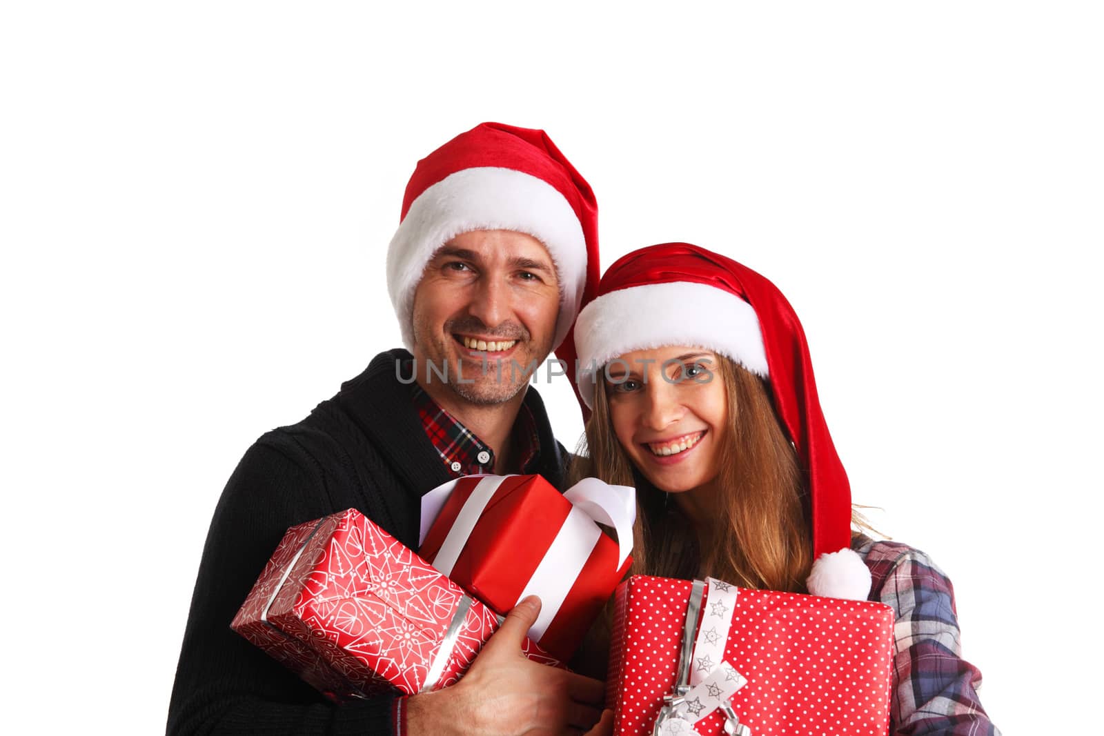 Couple with christmas gifts by ALotOfPeople