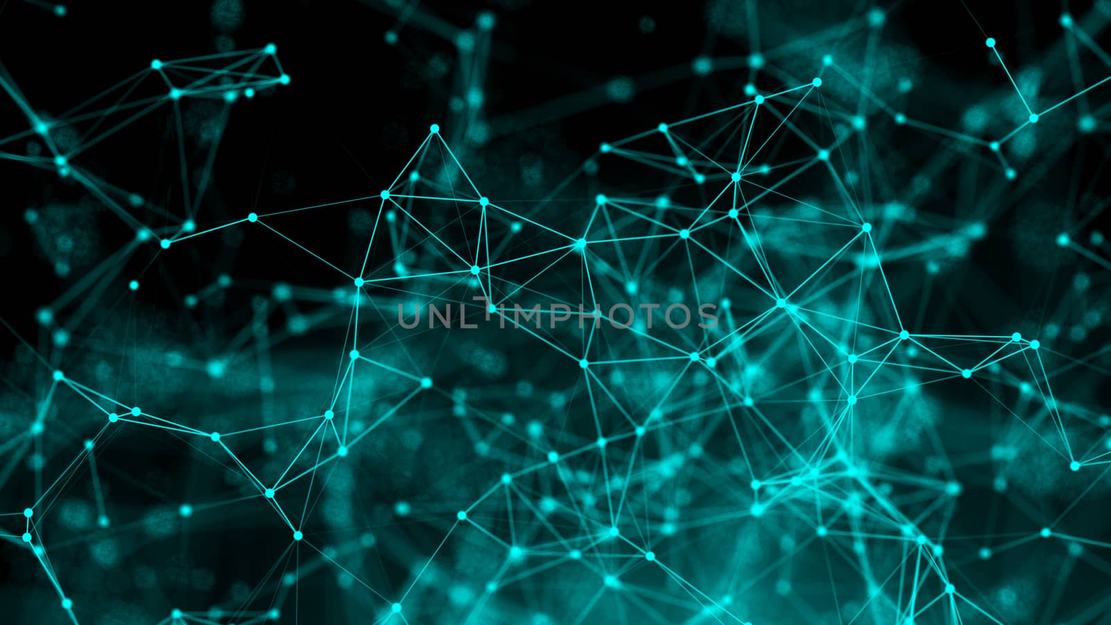 Abstract connection dots. Technology background. Digital drawing blue theme. Network concept 3d rendered